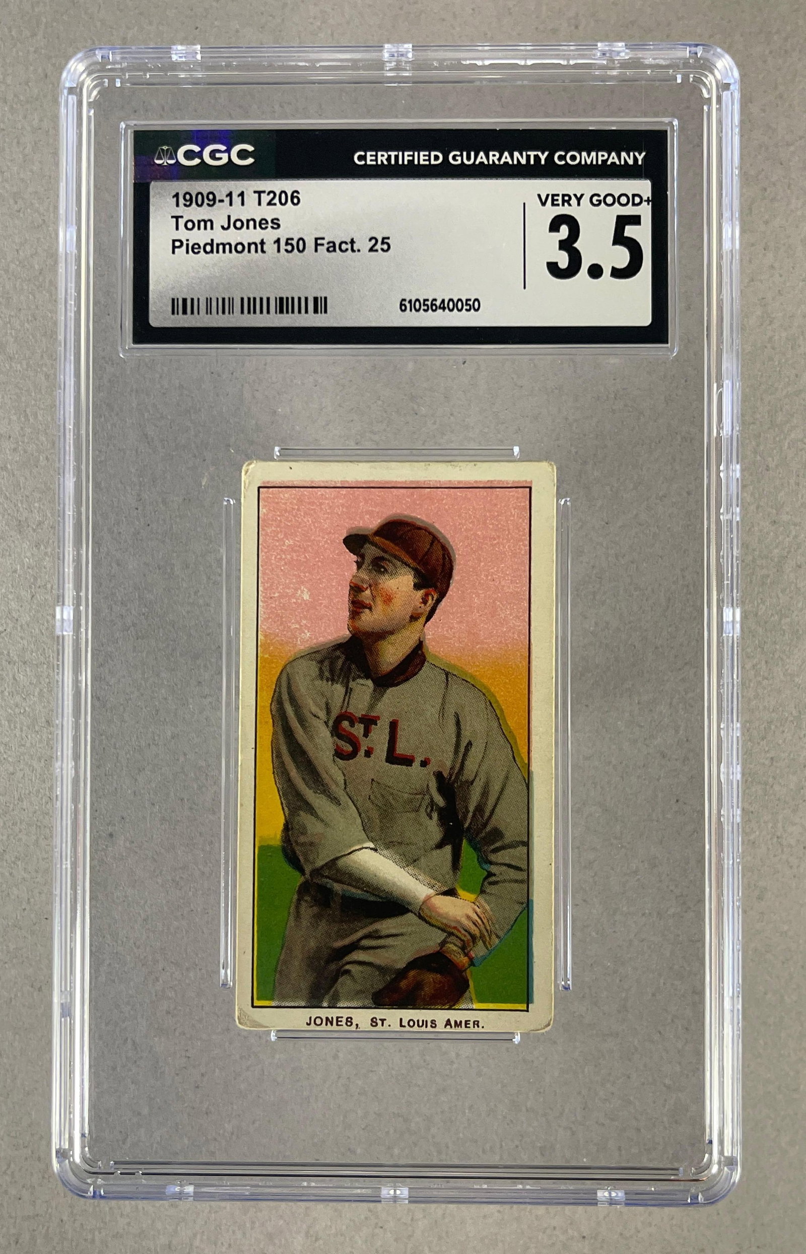 1909 - 11 T206 Tom Jones St Louis Piedmont 150/25 CGC 3.5: 1909 - 11 T206 Tom Jones Piedmont 150/25 CGC 3.5