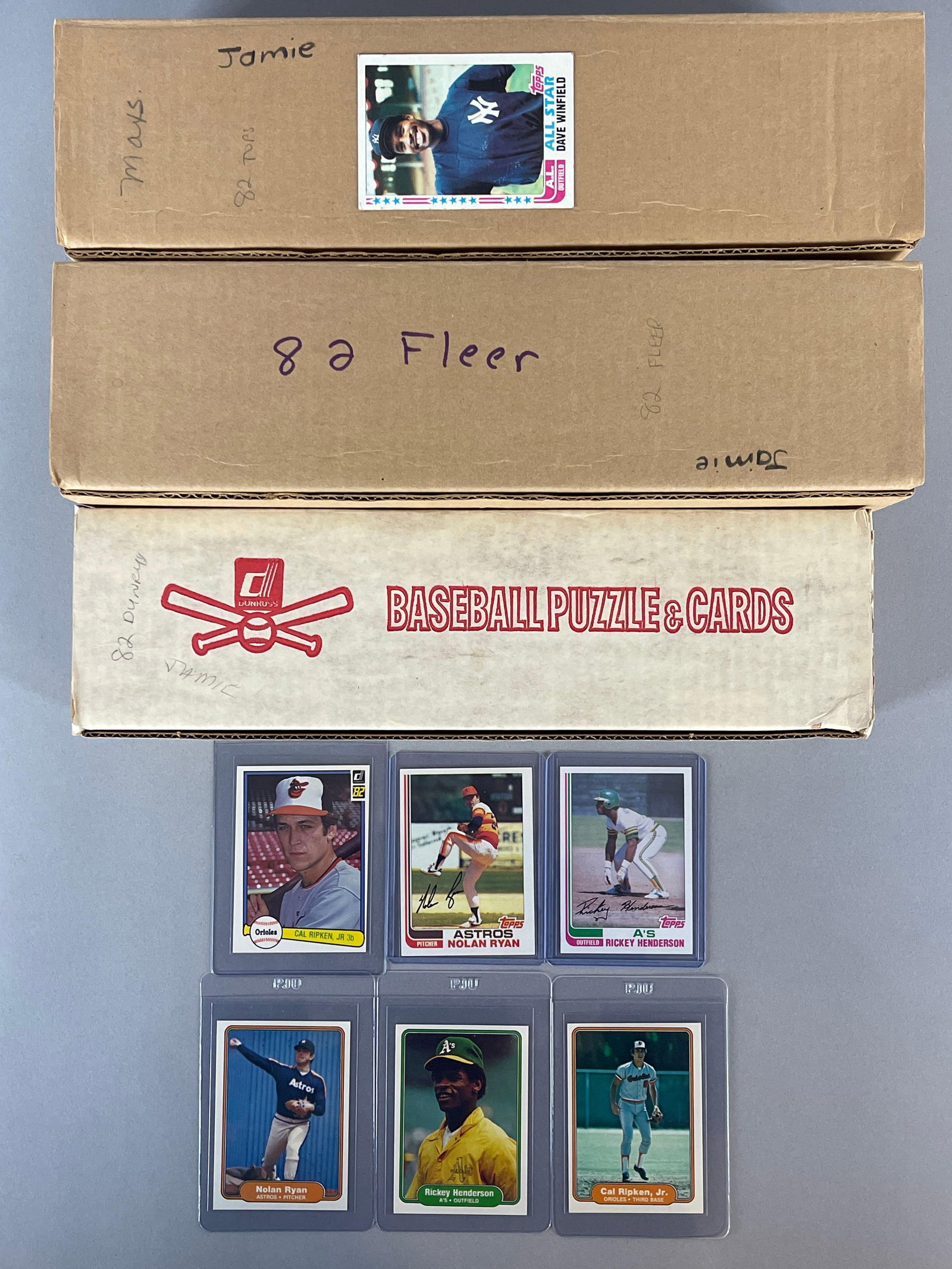 1982 Topps, Fleer, and Donruss Baseball Sets: Conditions vary, EXMT - Mint, Missing Topps Cal Ripken Rookie