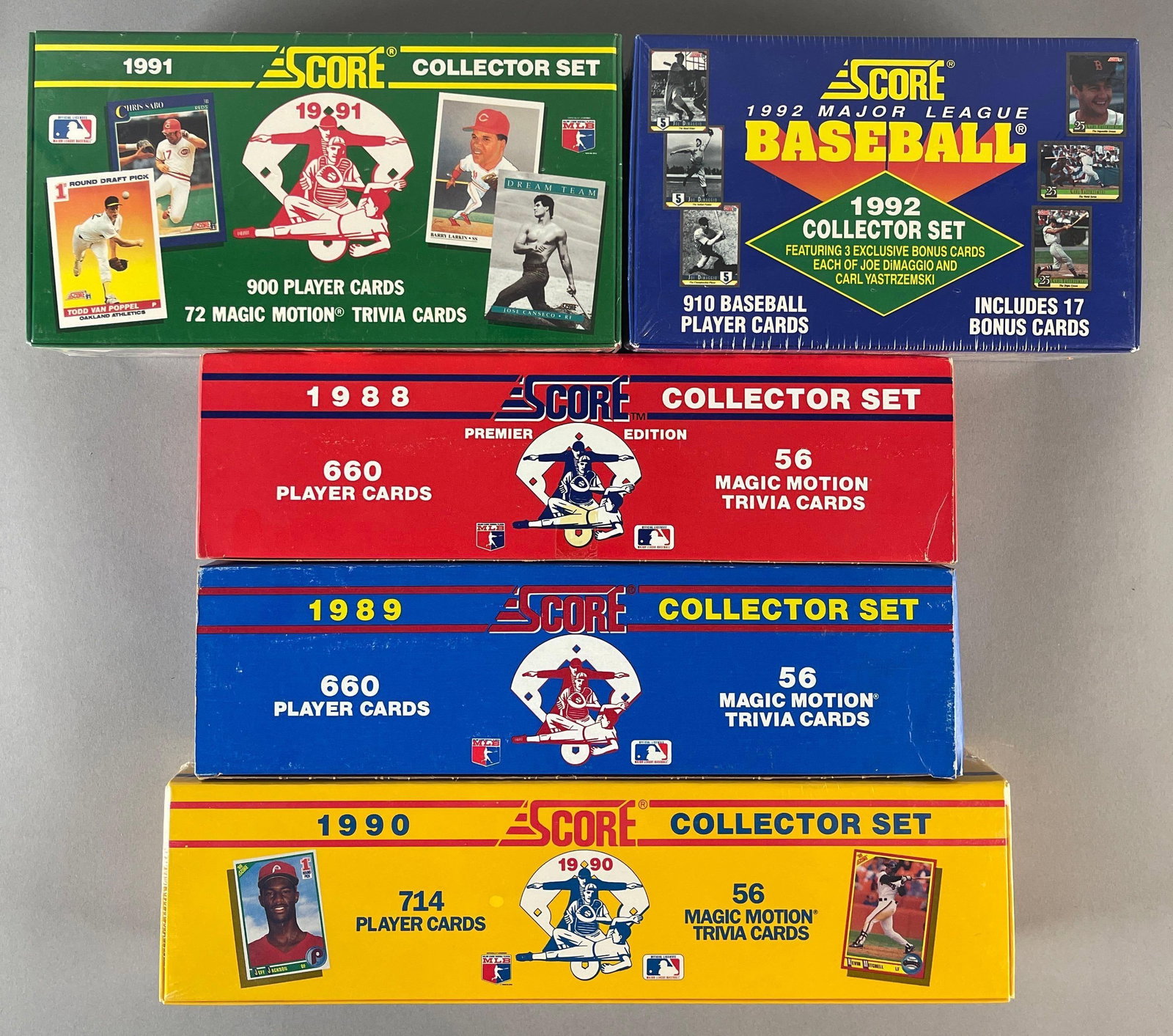 1988 - 92 Score Baseball Factory Sealed Sets: 5 sets, 1988 - 92 Score Baseball Factory Sealed Sets
