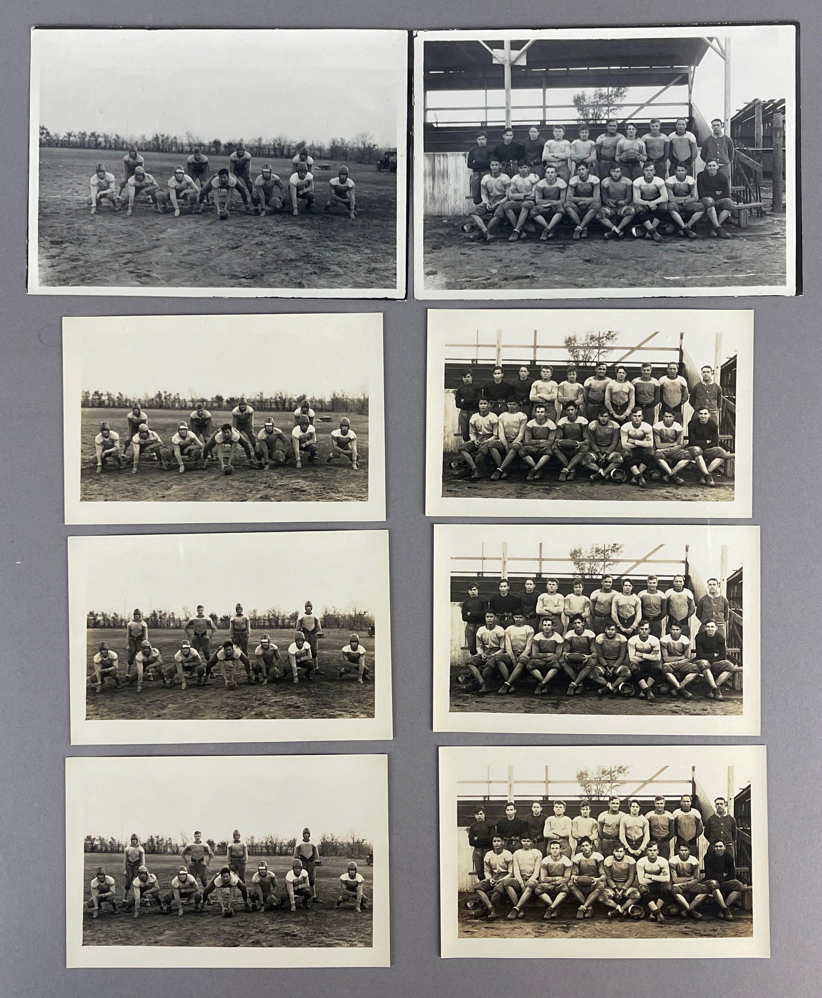 8 - 1930s Original Football Team Photos: Includes 2 - 5X7 and 6 - 6x4 Photos