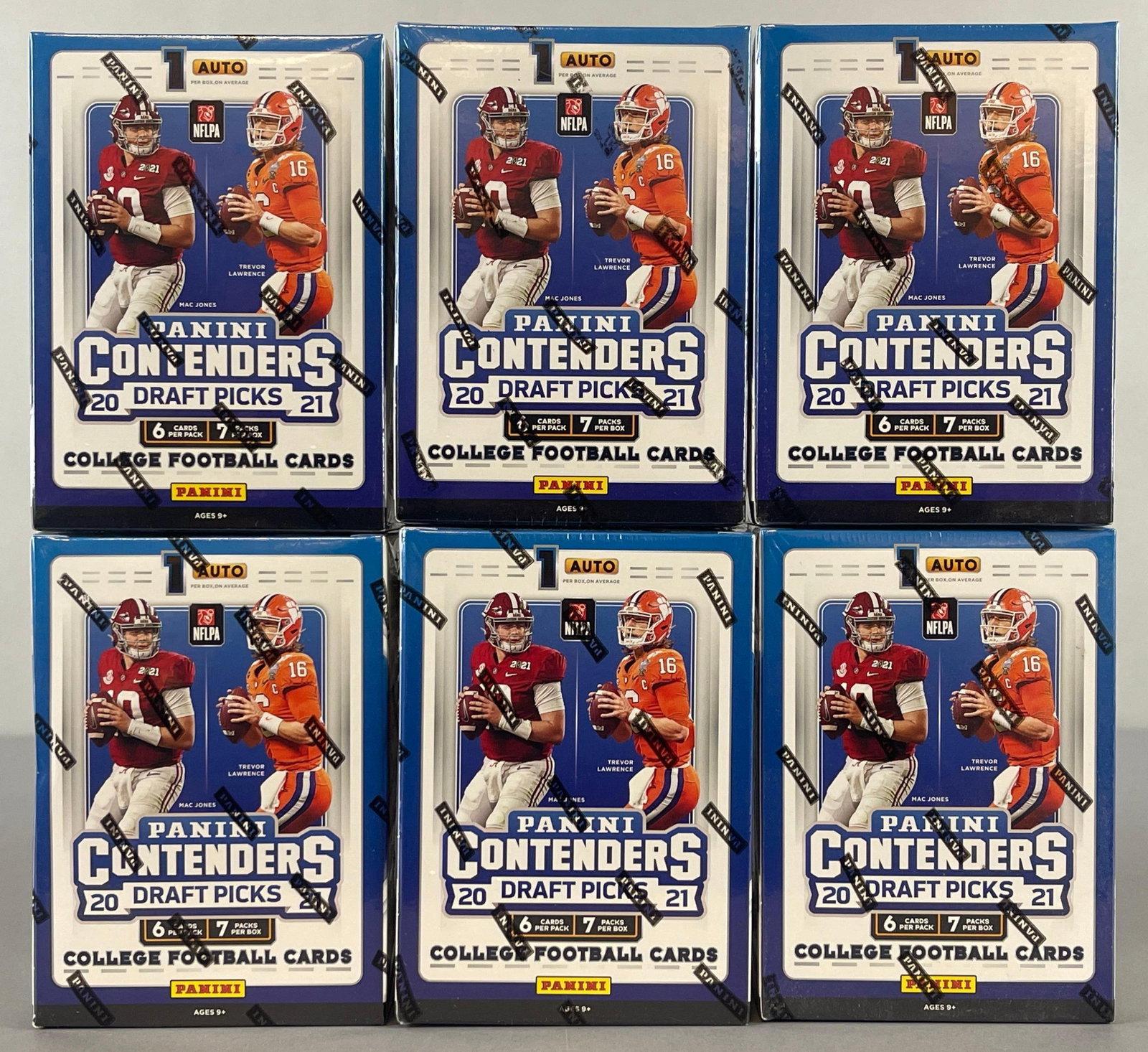 6 - 2021 Panini Contenders Draft Picks Football Blaster Boxes: 7 - Packs per box, 6 - Cards per pack