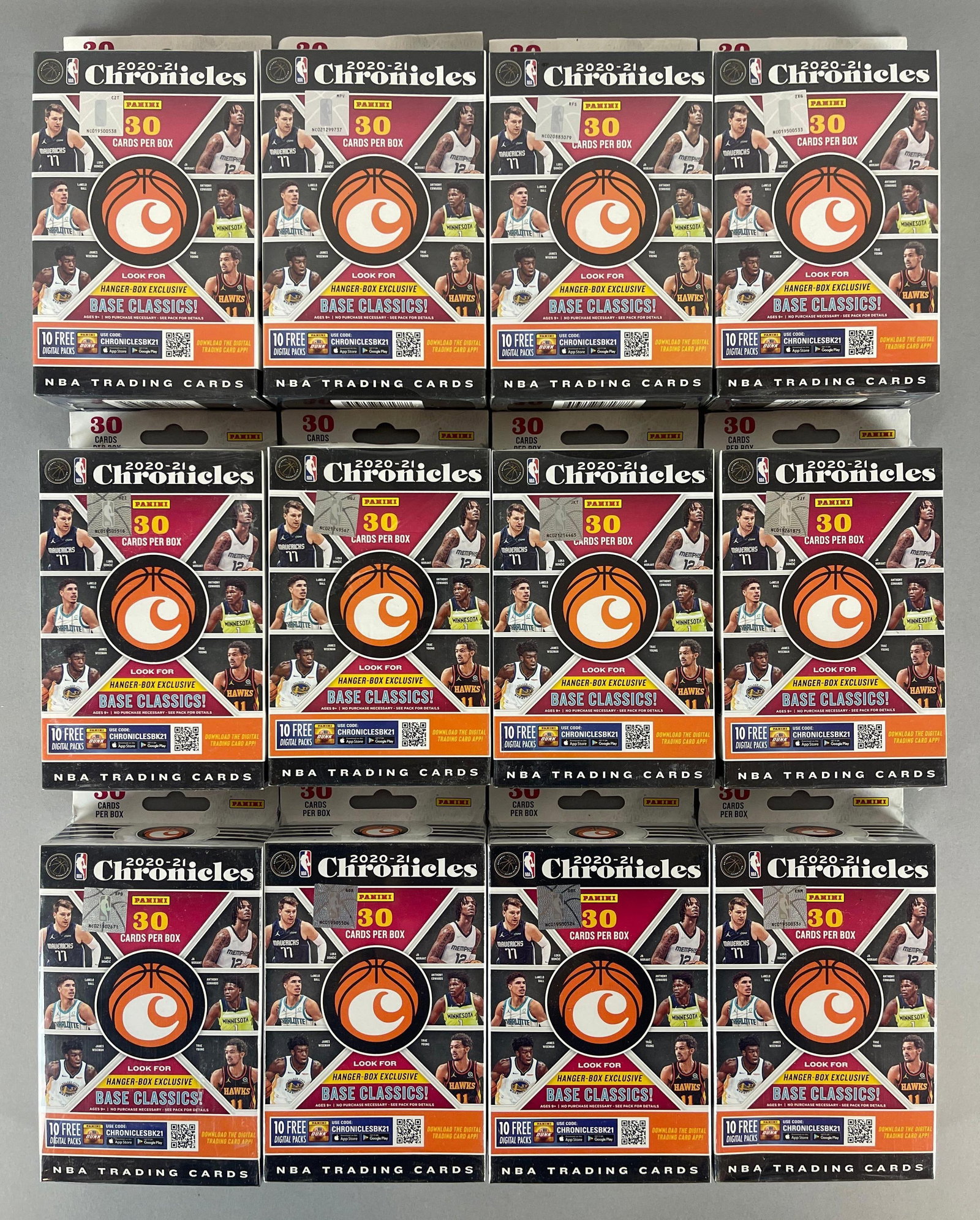 12 - 2020 Chronicles Basketball Hanger Boxes: 30 - Cards per box