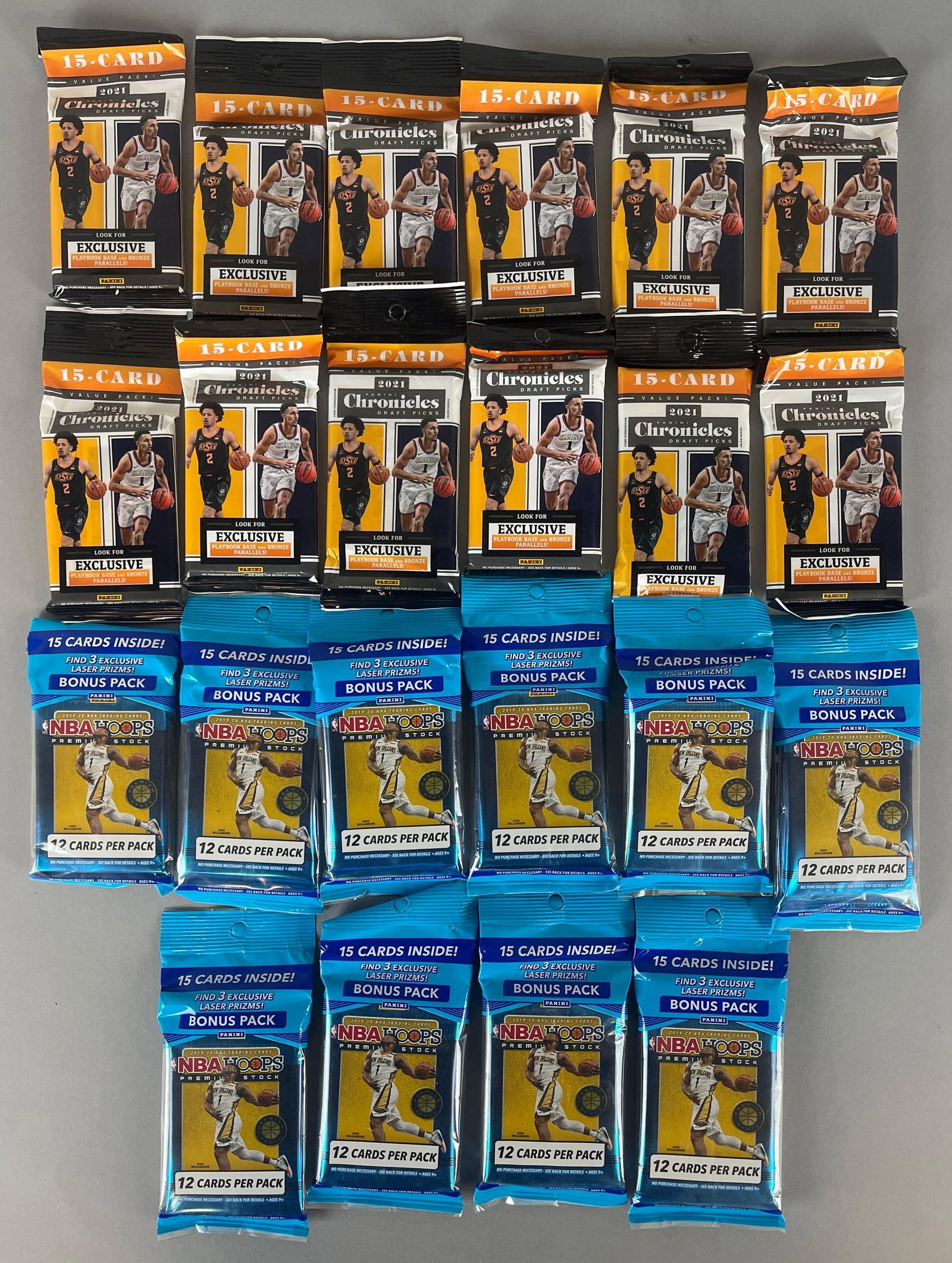 10 - 2019 - 20 NBA Hoops and 2021 Chronicles Draft Picks Basketball Value Packs: NBA Hoops 12 - Card packs, Chronicles 15 - Card packs