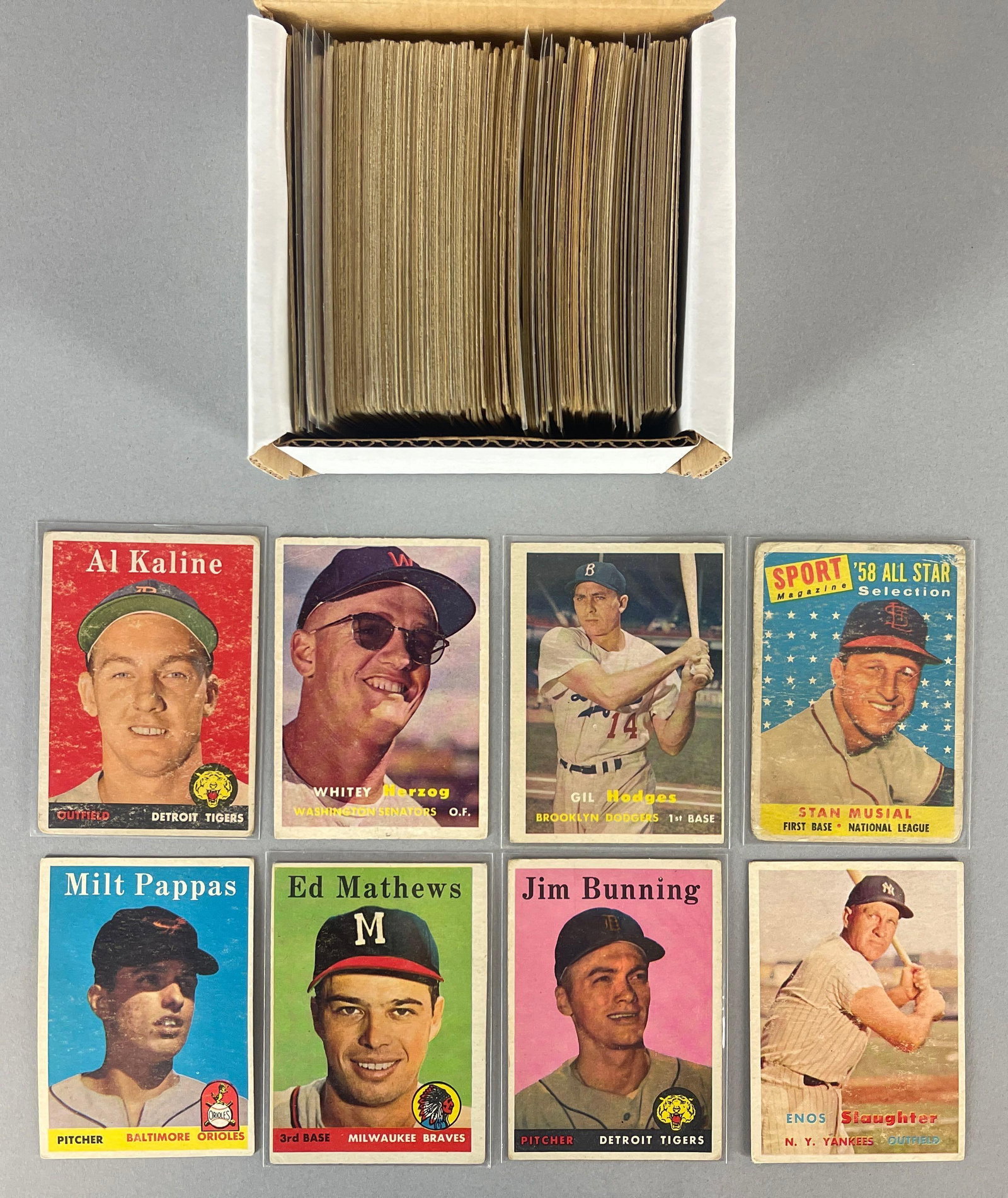 150+ 1950s Topps and Bowman Baseball Cards with HOFs, Stars, and Rookies: Conditions vary, Low - EX, Includes Gil Hodges, Al Kaline, Whitey Herzog, Stan Musial, and More
