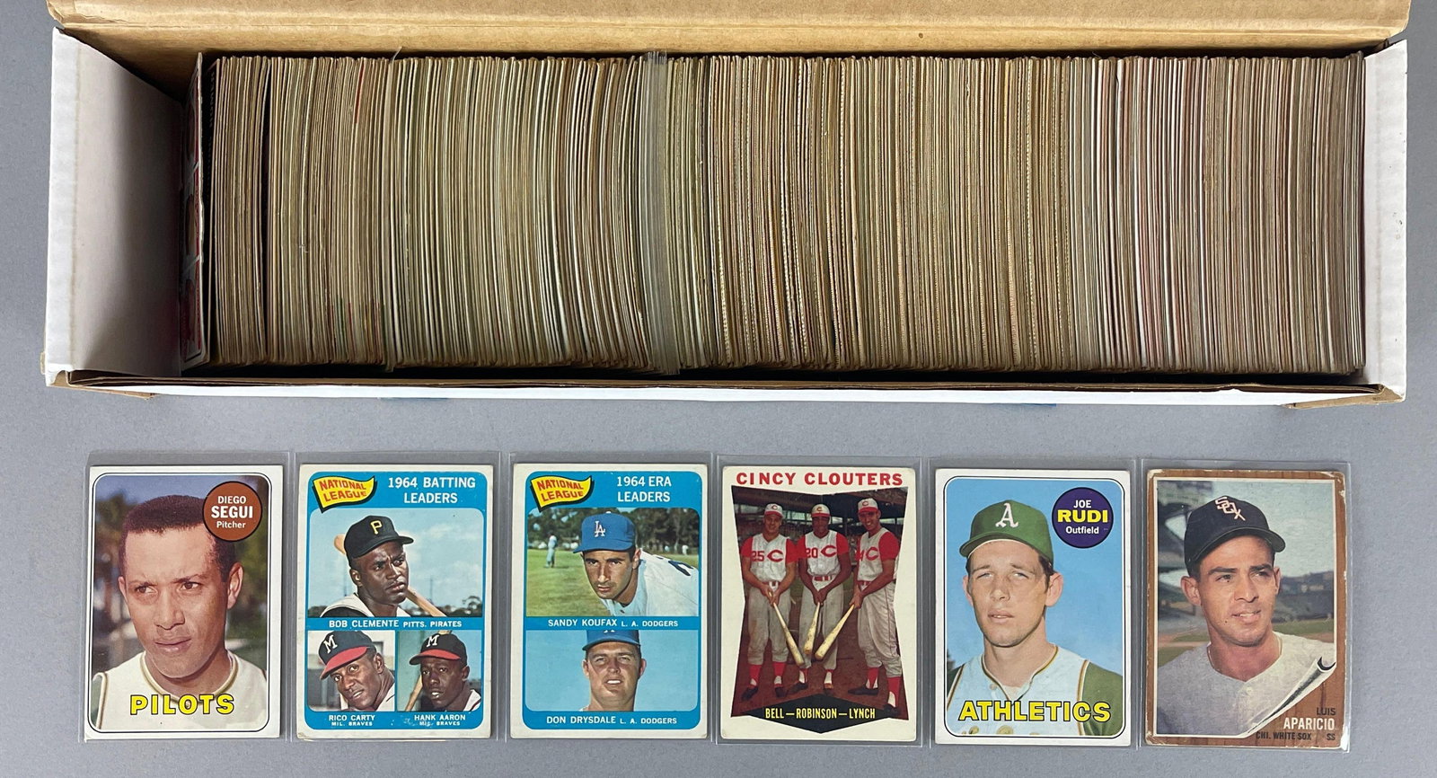 620+ 1960s Topps Cards with HOFs, Stars, and Rookies: Conditions vary, Low - EX, 1969 White Letter Diego Segui, 1965 Batting Leaders Gaylord Perry, Ron Santo, 1967 Lou Brock, Billy Williams, and More