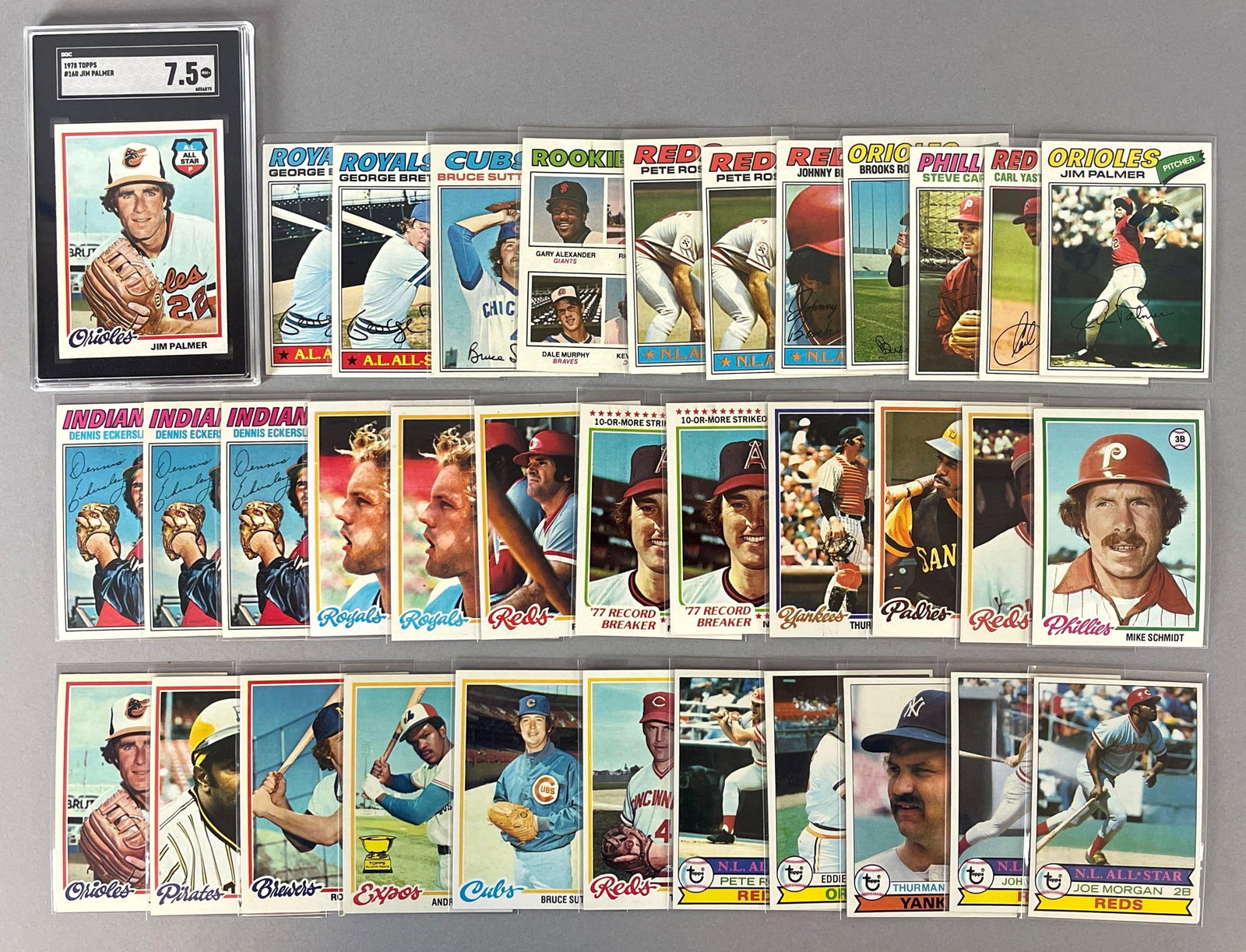 30+ 1977 - 79 Topps Baseball HOF Cards with 1978 Jim Palmer SGC 7.5 (1 of 2)