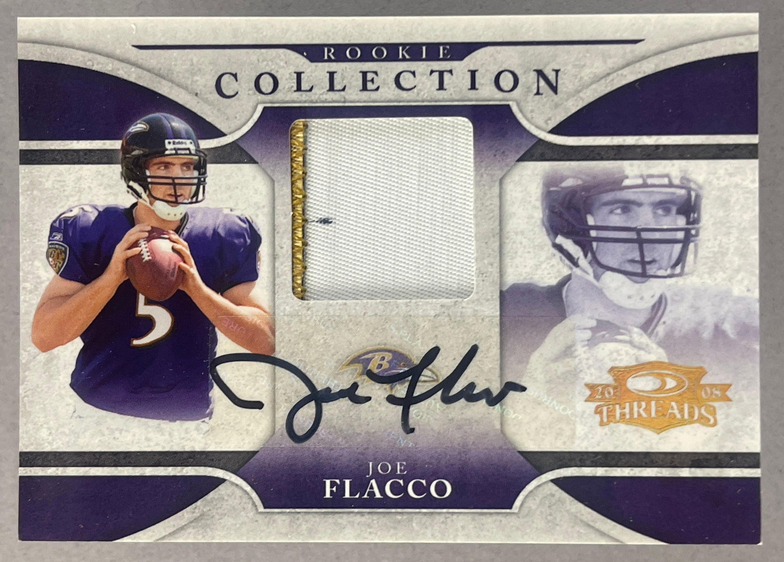 2008 Donruss Threads Rookie Collection Auto Jersey Joe Flacco 4/10: 2008 Donruss Threads Rookie Collection Auto Jersey Joe Flacco#RCM-15 4/10