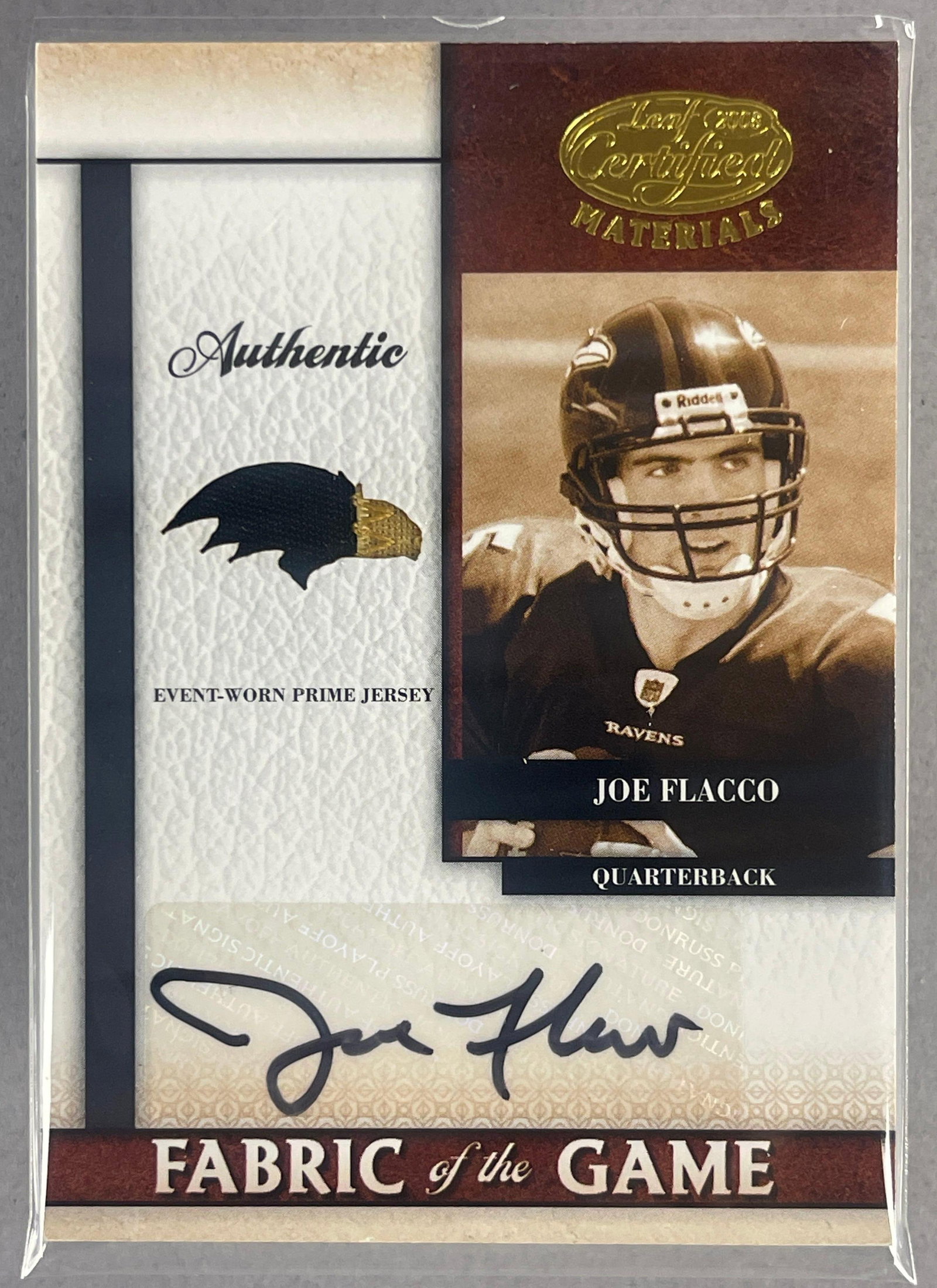 2008 Leaf Certified Materials Fabric of the Game Auto Joe Flacco 3/5: Very tough RPA #RFOG-10 3/5