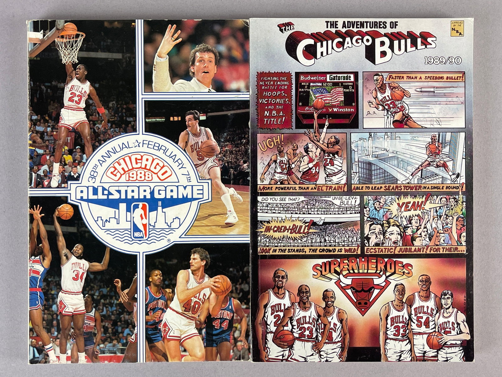 1987 and 89 Chicago Bulls Media Guide Yearbook with Jordan on Cover (1 of 2)