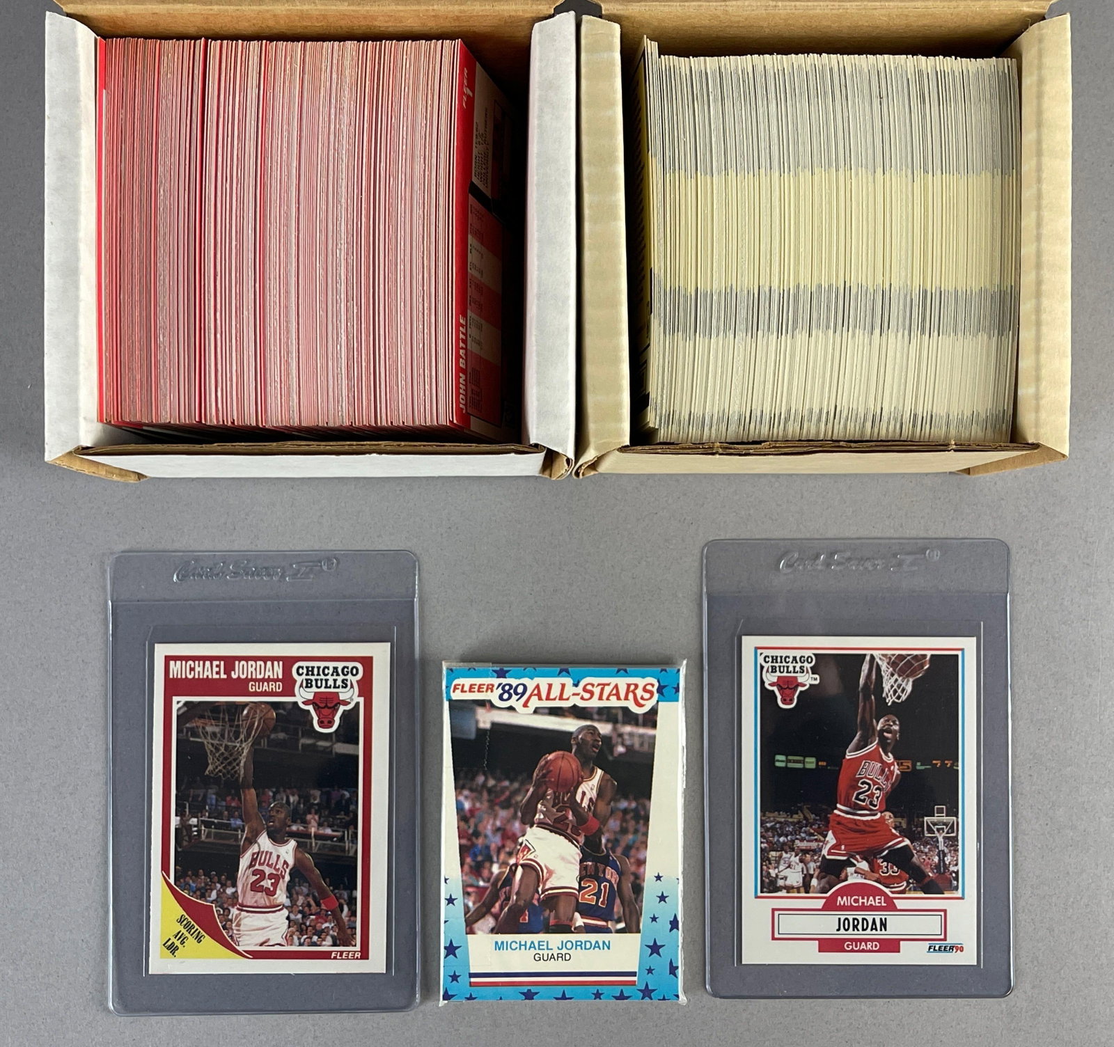 1989 and 90 Fleer Basketball Complete Sets + 1989 Sticker Set: Conditions vary, EXMT - Mint, Sharp set