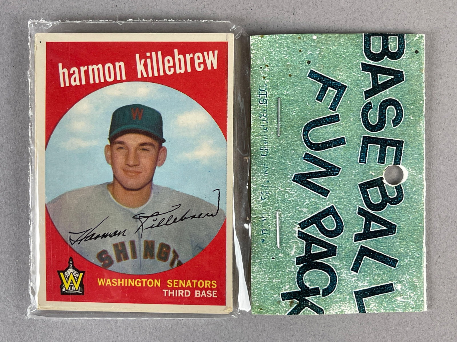 1959 Topps Baseball West Corps Cello Fun Pack: 1959 Topps Baseball West Corps Cello Fun Pack Harmon Killebrew on Top,?10 - Cards per pack, West Corps was are packing company in the 1970s