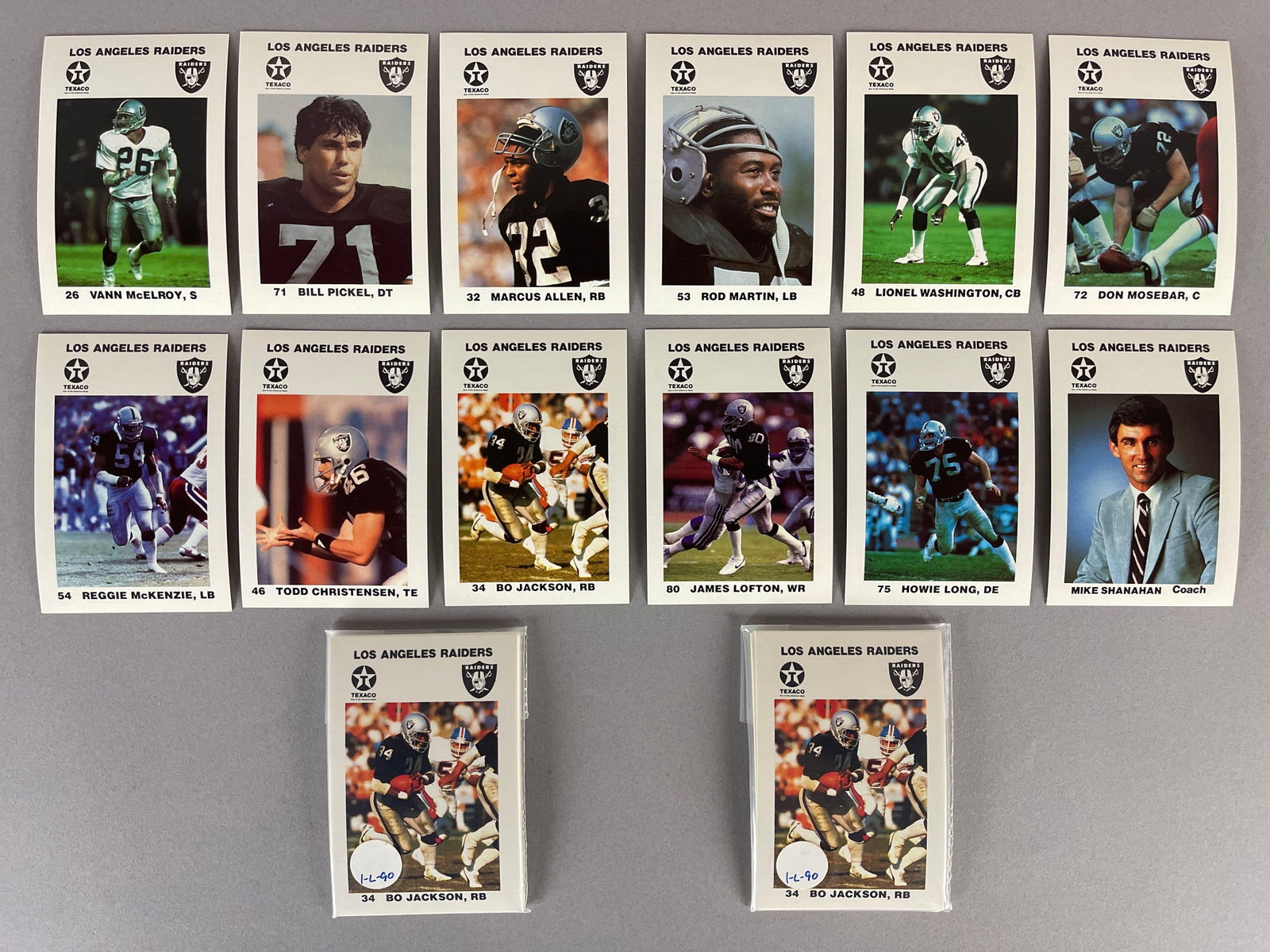 3 - 1988 Texaco Police Los Angeles Raiders Set, Set - Bo Jackson Rookie: 12 - Card set