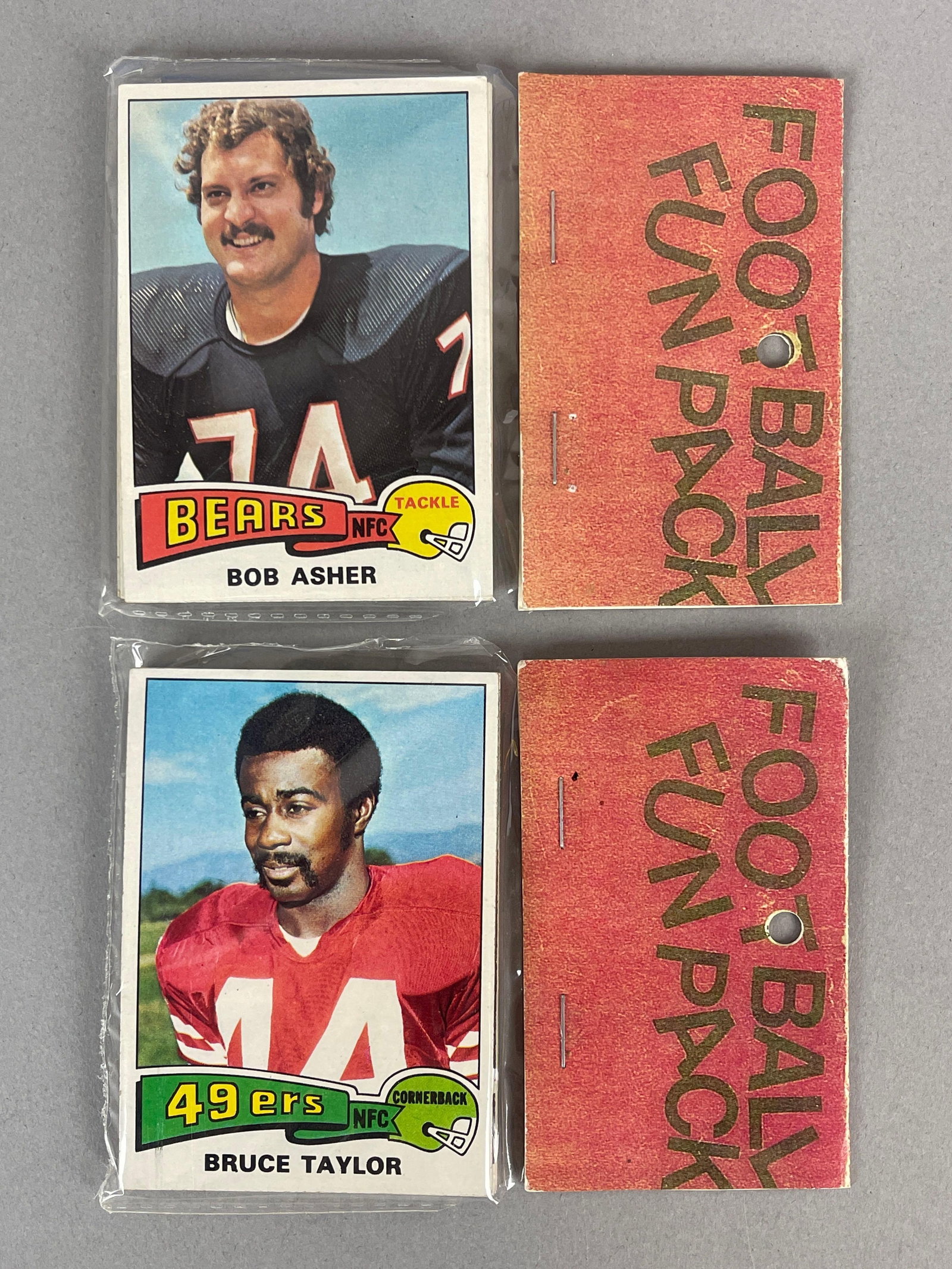 2 - 1975 Topps Football West Corps Cello Fun Packs with Lee Roy Jordan on back (1 of 2)