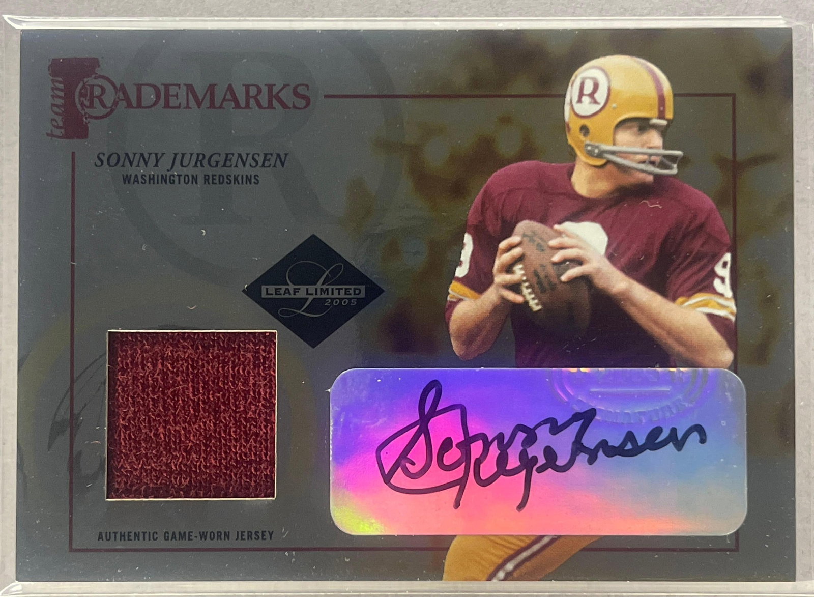2005 Leaf Limited Trademarks Auto Jersey Sonny Jurgensen 5/50 (1 of 2)