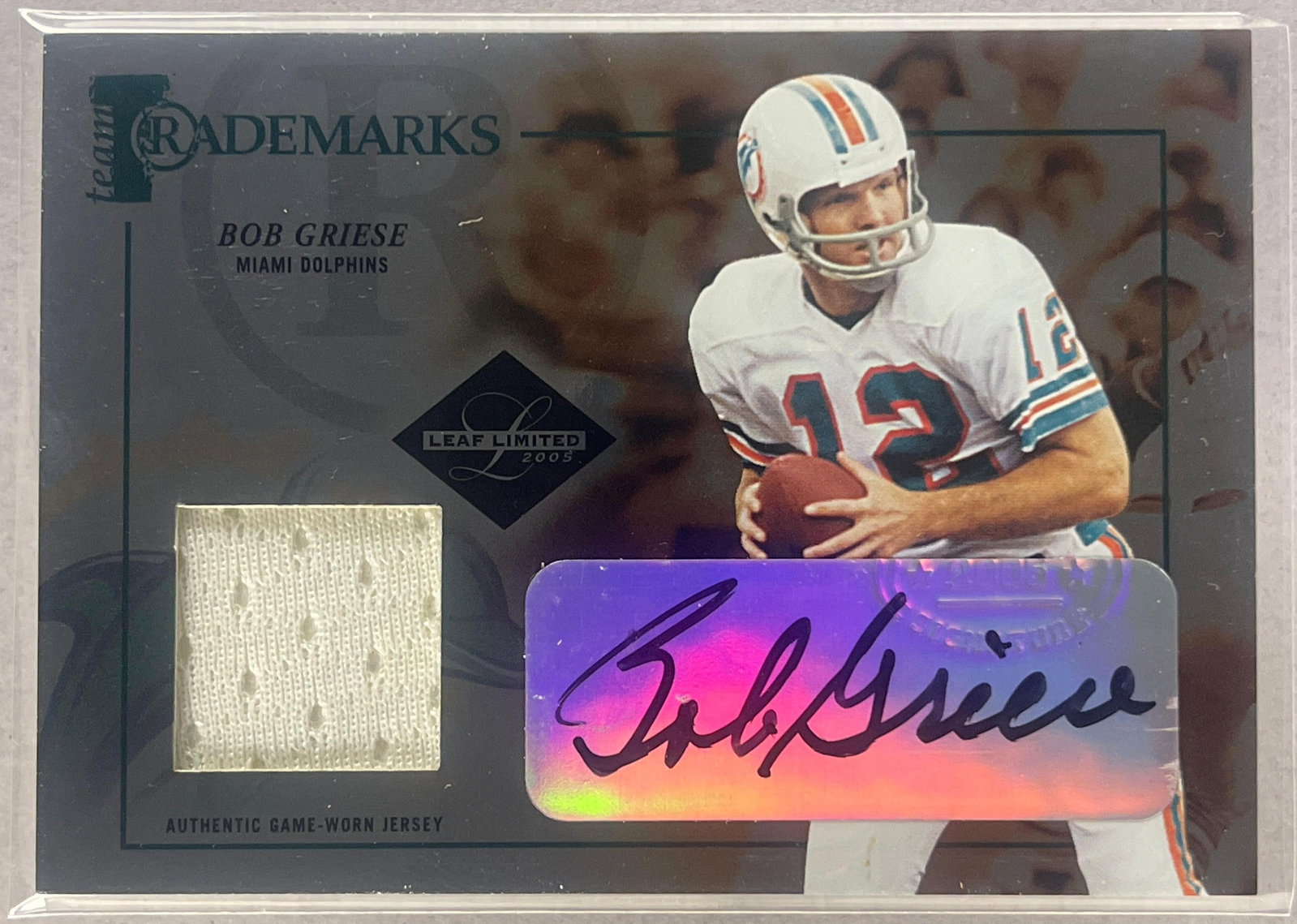 2005 Leaf Limited Trademarks Auto Jersey Bob Griese 11/50 (1 of 2)
