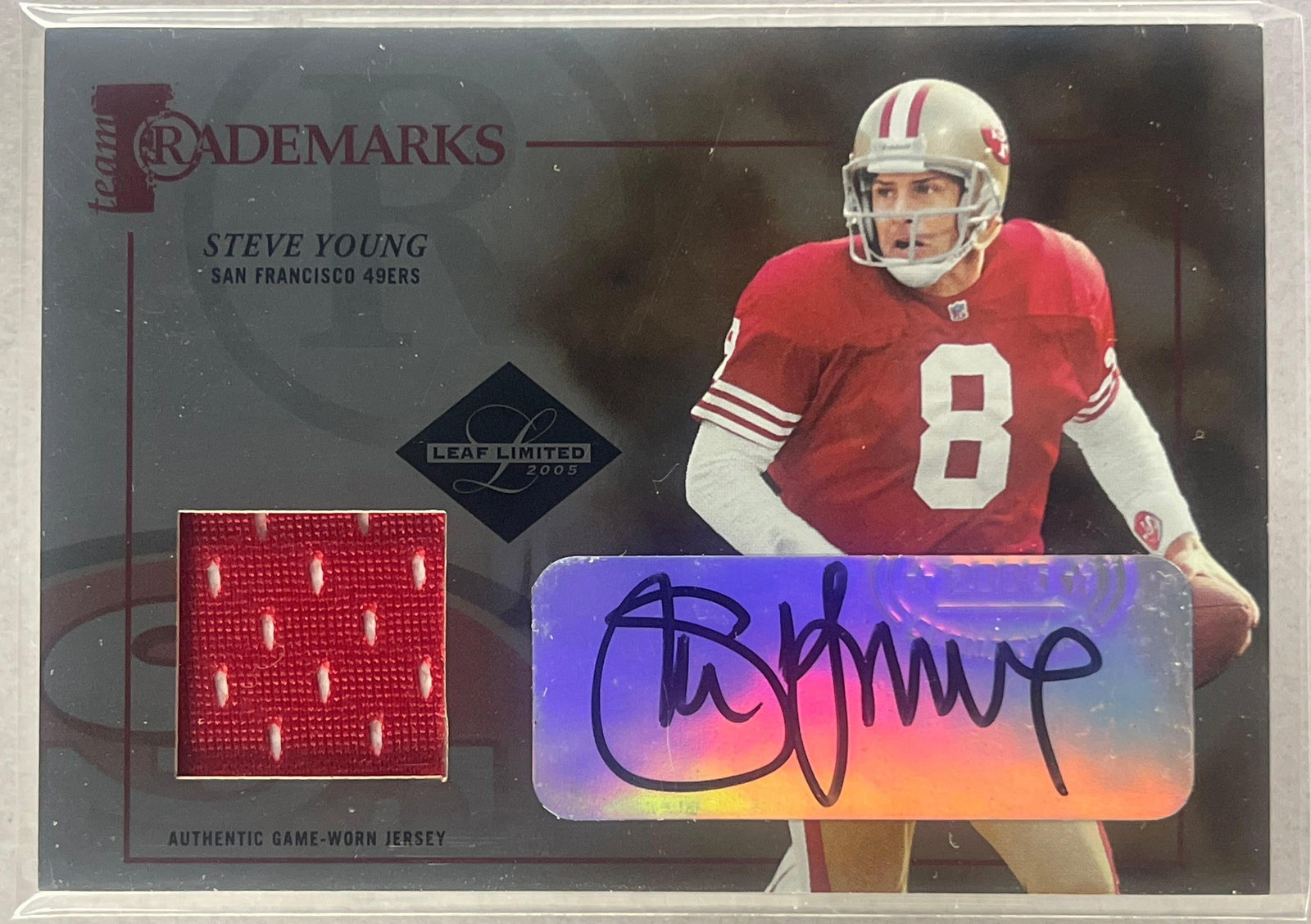 2005 Leaf Limited Trademarks Auto Jersey Steve Young 48/50 (1 of 2)