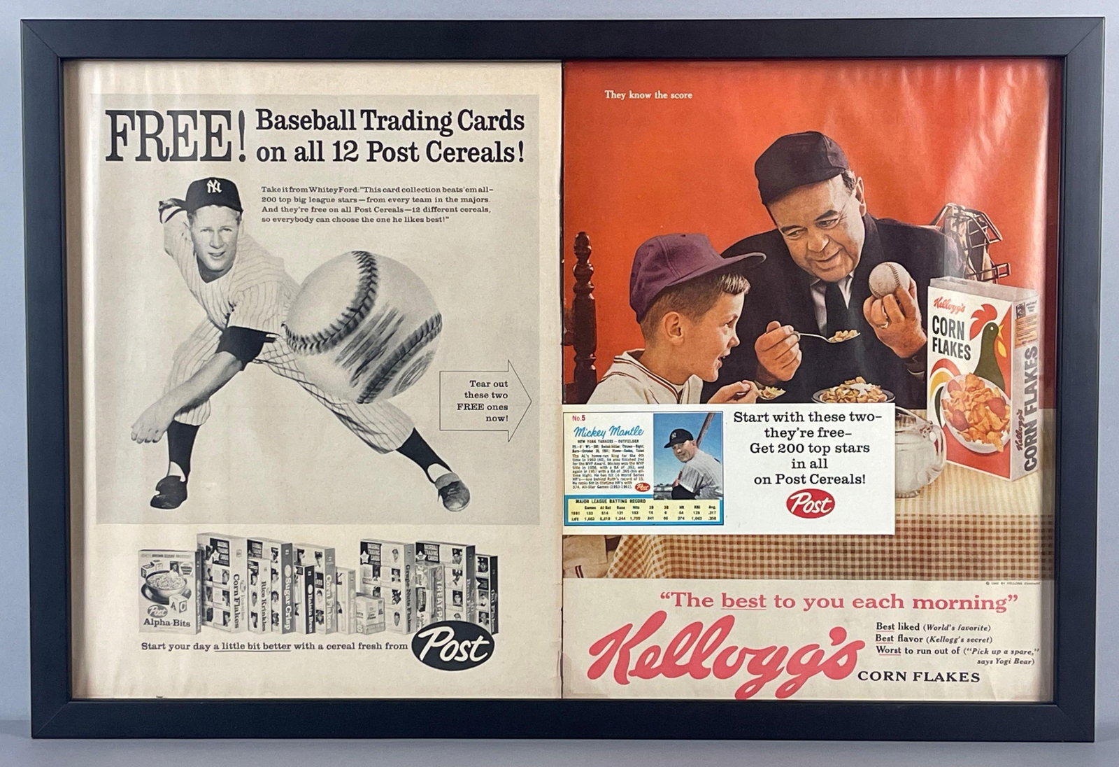 Framed 1962 Life Magazine with Mickey Mantle and Roger Maris Uncut Cards (1 of 3)