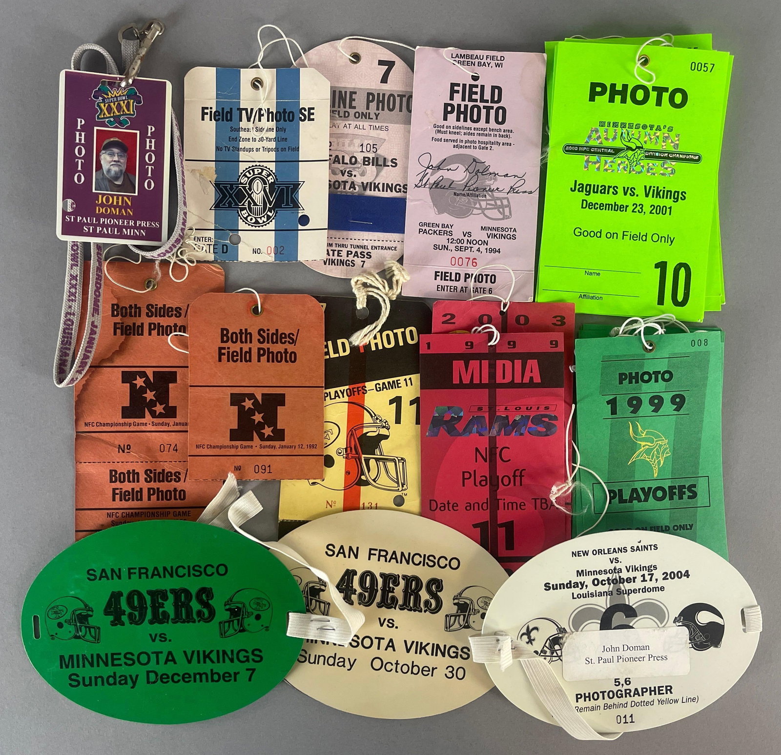 25+ 1987 - 2004 NFL Media, Field and Photo Passes with Super Bowl and Playoffs (1 of 2)