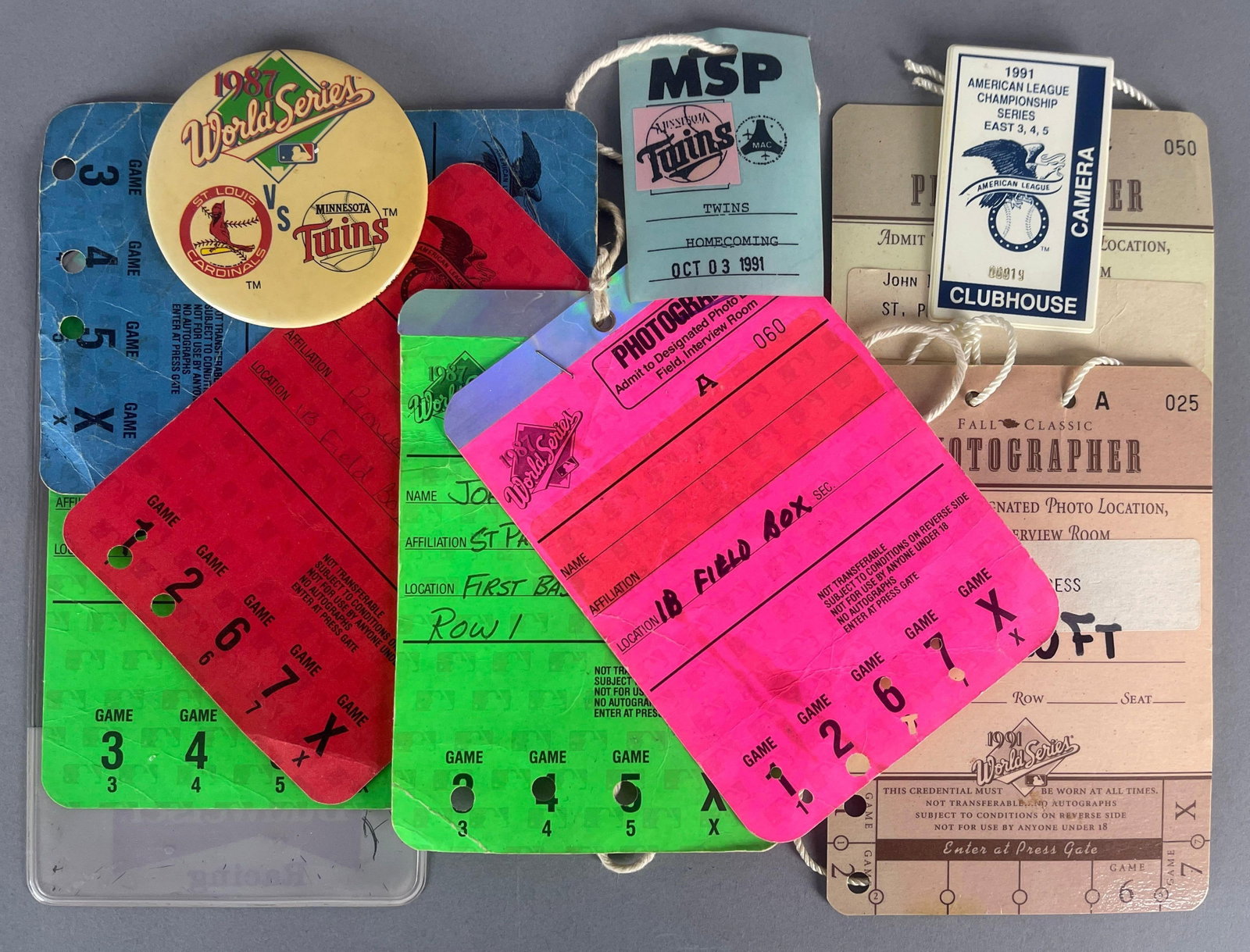 Group of 1987 and 91 World Series Press Photo Pass Badges (1 of 2)