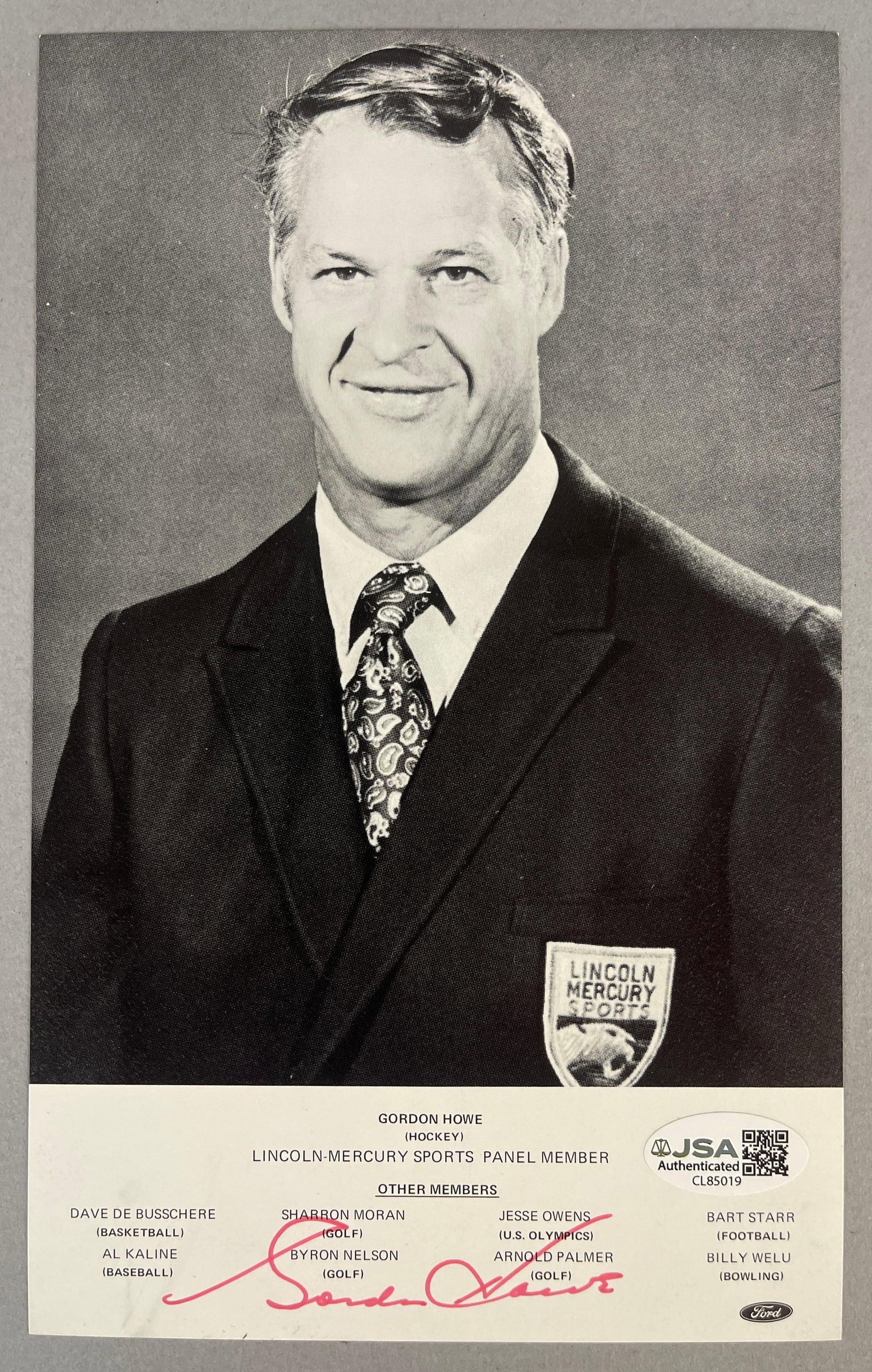 1972 Gordie Howe Signed Lincoln Mercury Sports Panel Photo with JSA COA (1 of 3)