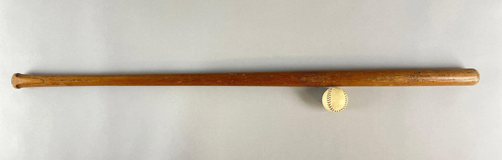 1930s - 40s Hillerich and Bradsby Cork Ball Bat and Official Rawlings Cork Ball (1 of 5)