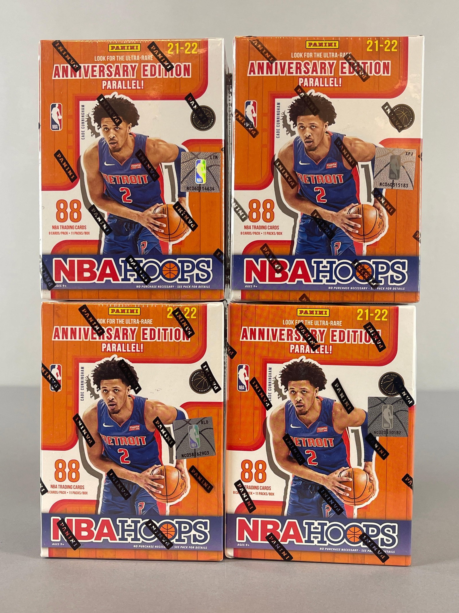 4 - 2021 NBA Hoops Basketball Blaster Boxes: 8 - Cards per pack, 11 - Packs per box