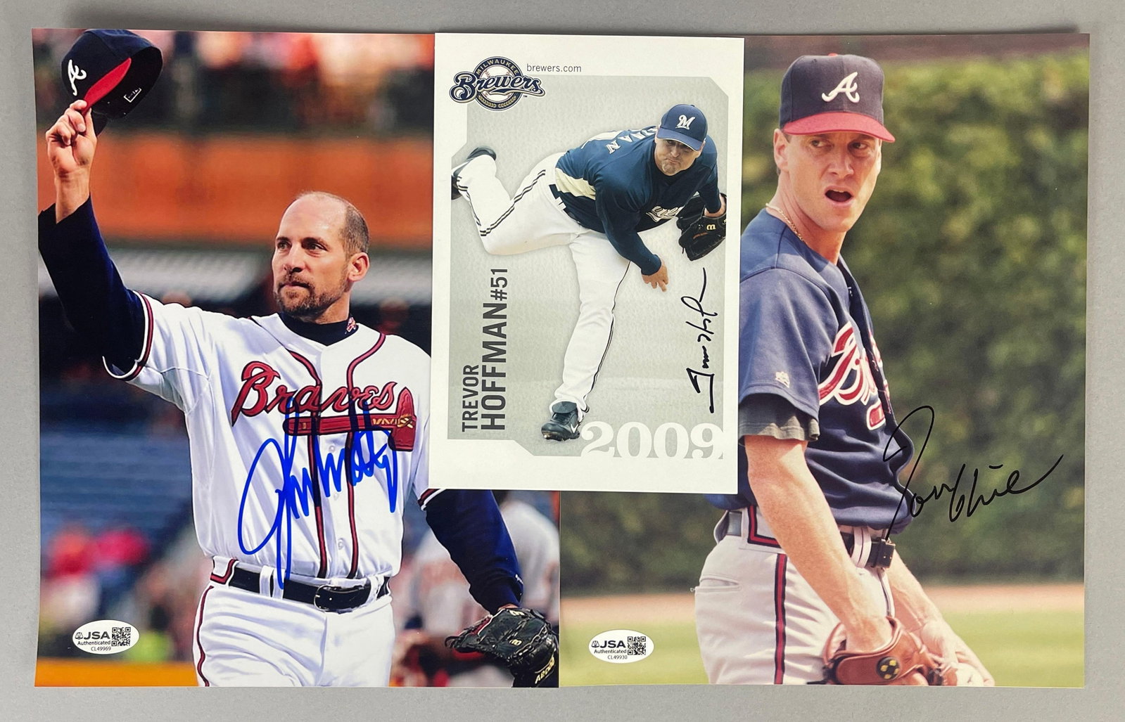 Tom Glavine, John Smoltz, and Trevor Hoffman Signed Photos with JSA COAs: 3 - HOF Pitchers, Autographed Tom Glavine, John Smoltz, Trevor Hoffman, with JSA COAs