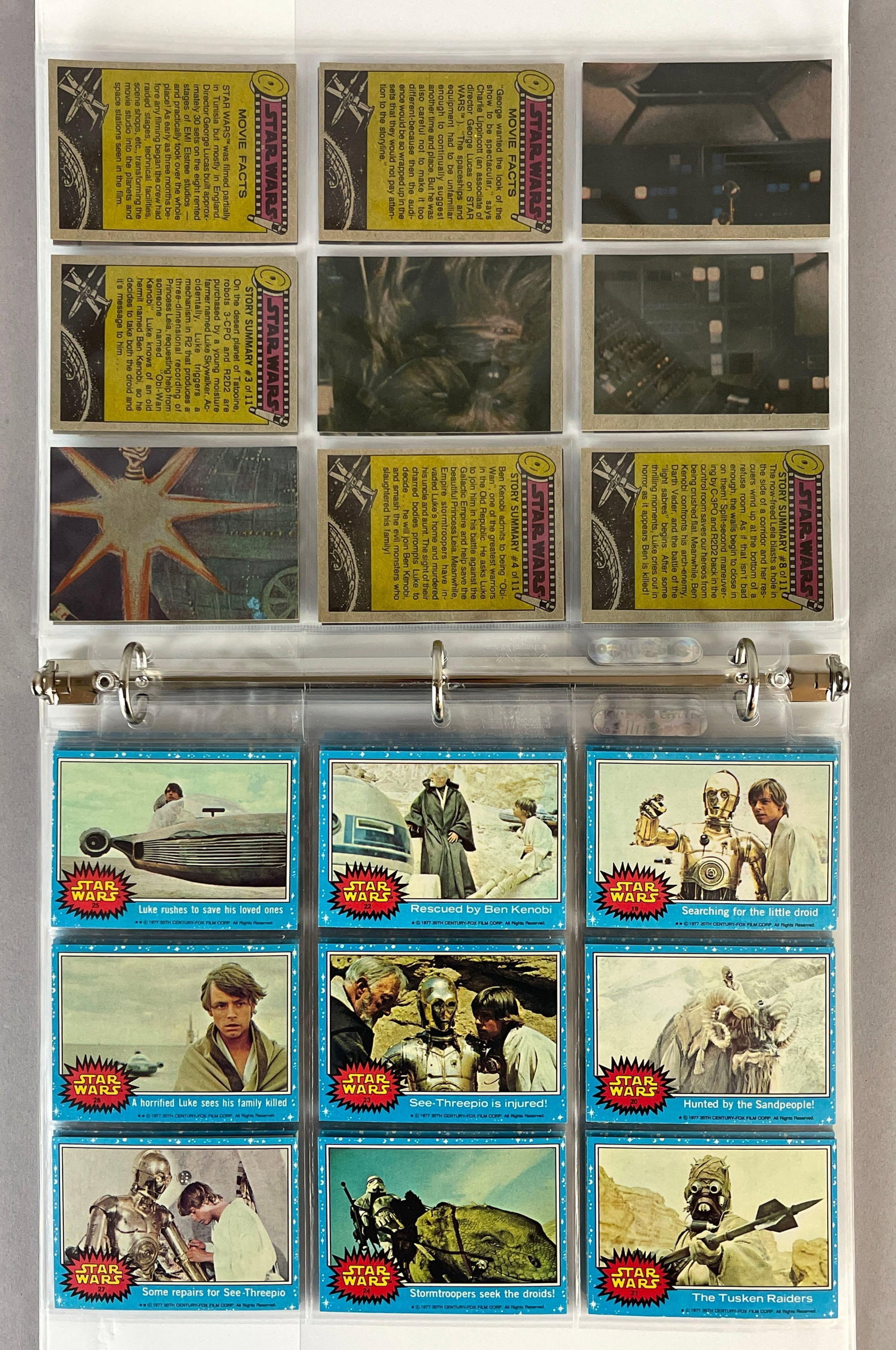 1977 Topps Star Wars Series 1 Blue Near Complete High-Grade Set 64/66: conditions vary, EXMT - NMMT, Luke #1 EXMT o/c, Han Solo #4, Princess Leia #5, Luke #57, Han Solo #58 all NM or better, and More