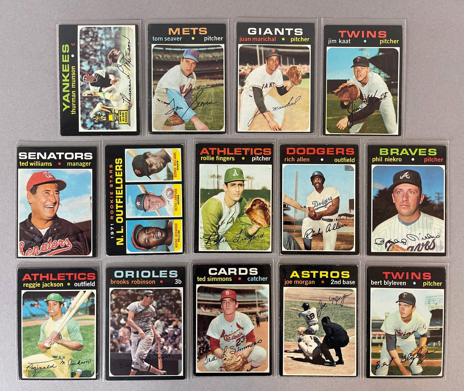 14 - 1971 Baseball HOFs and Rookies: Conditions vary, G - EX, Includes Thurman Munson, Tom Seaver, Ted Simmons Rookie, Brooks Robinson, and More