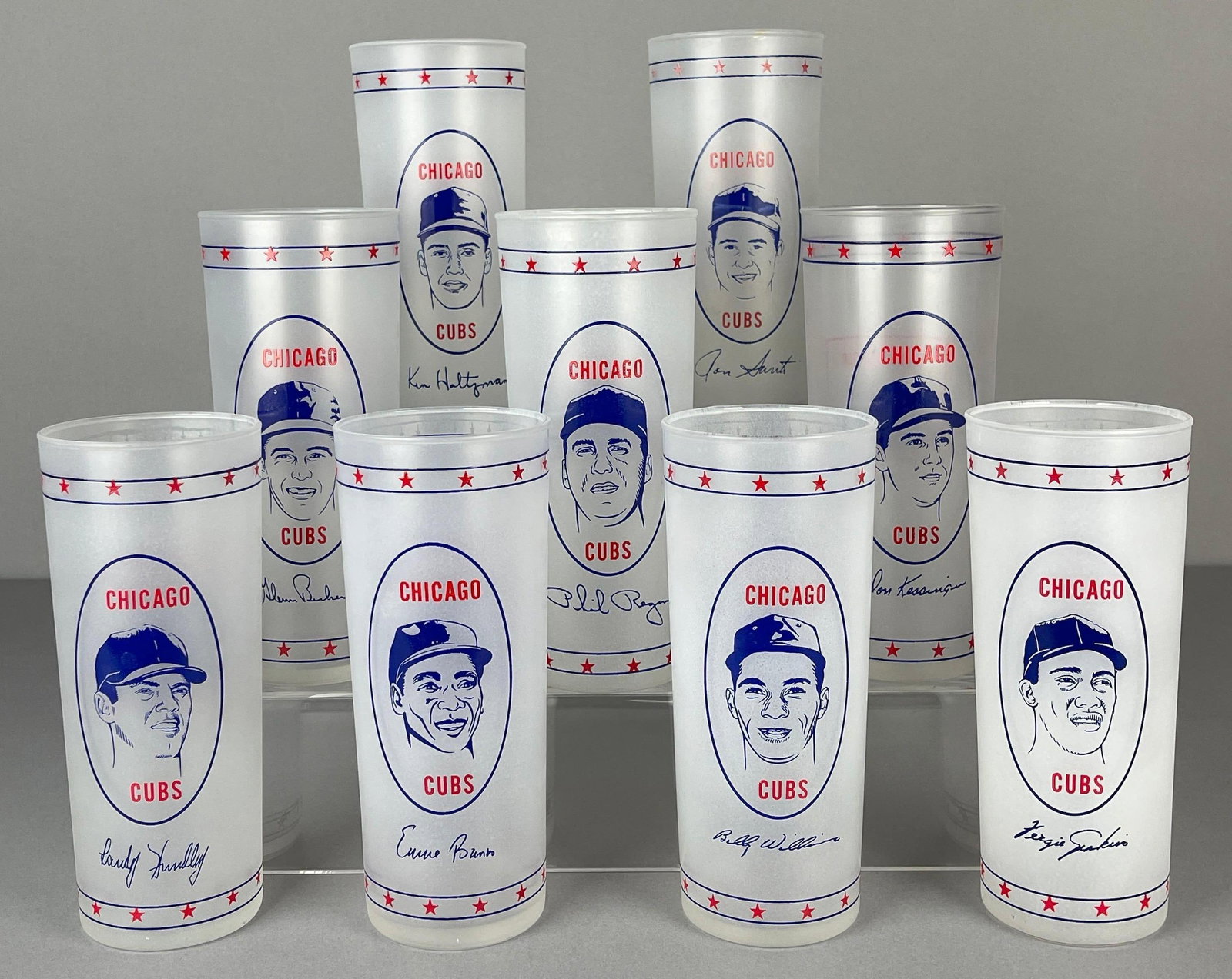 1969 Chicago Cubs Frosted Drinking Glasses Set of 9 (1 of 2)