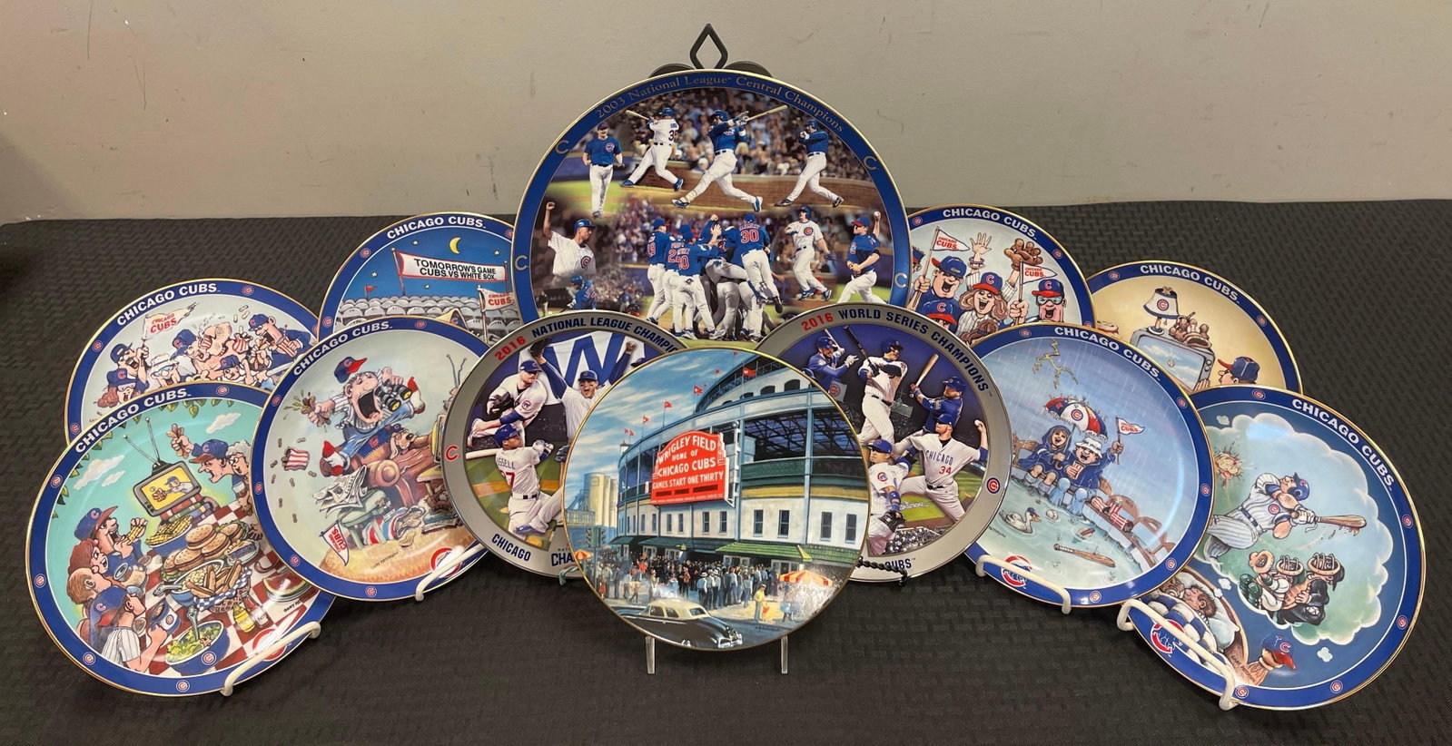 12 - Danbury Mint Chicago Cubs Limited Edition Plates with COAs: Nice looking plates, Largest Measures 12 Inches, one missing COA