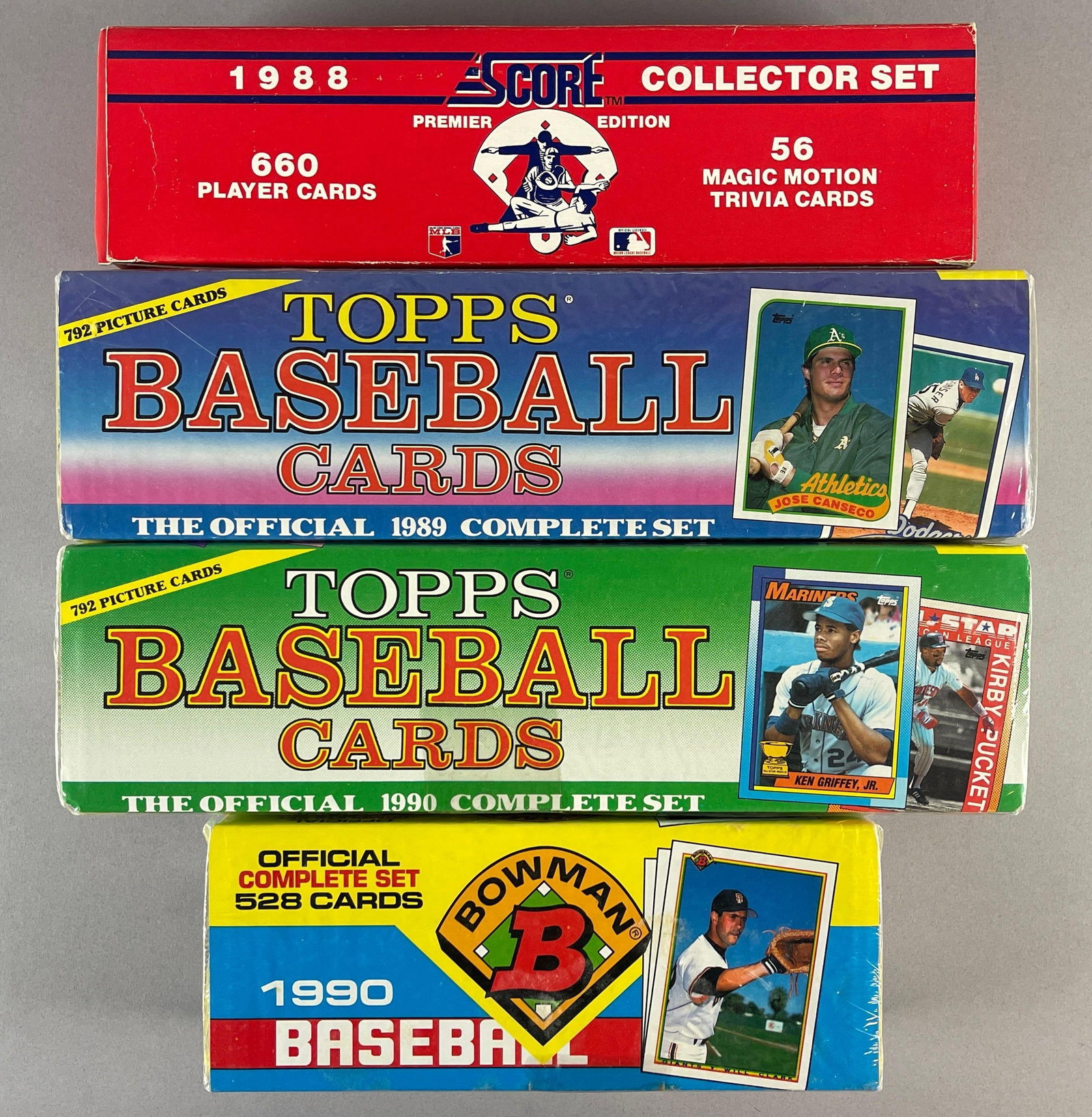 1988 Score Baseball and 89 - 90 Topps and Bowman Factory Sealed Sets: 1988 Score, 1989 - 90 Topps, 1990 Bowman