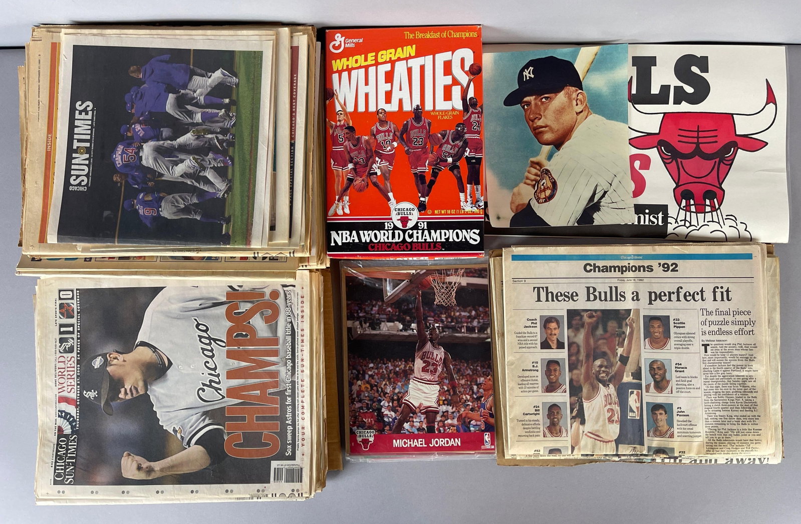 Large Collection of Chicago Sports Papers and Ads + Empty Wheaties Box and More (1 of 3)