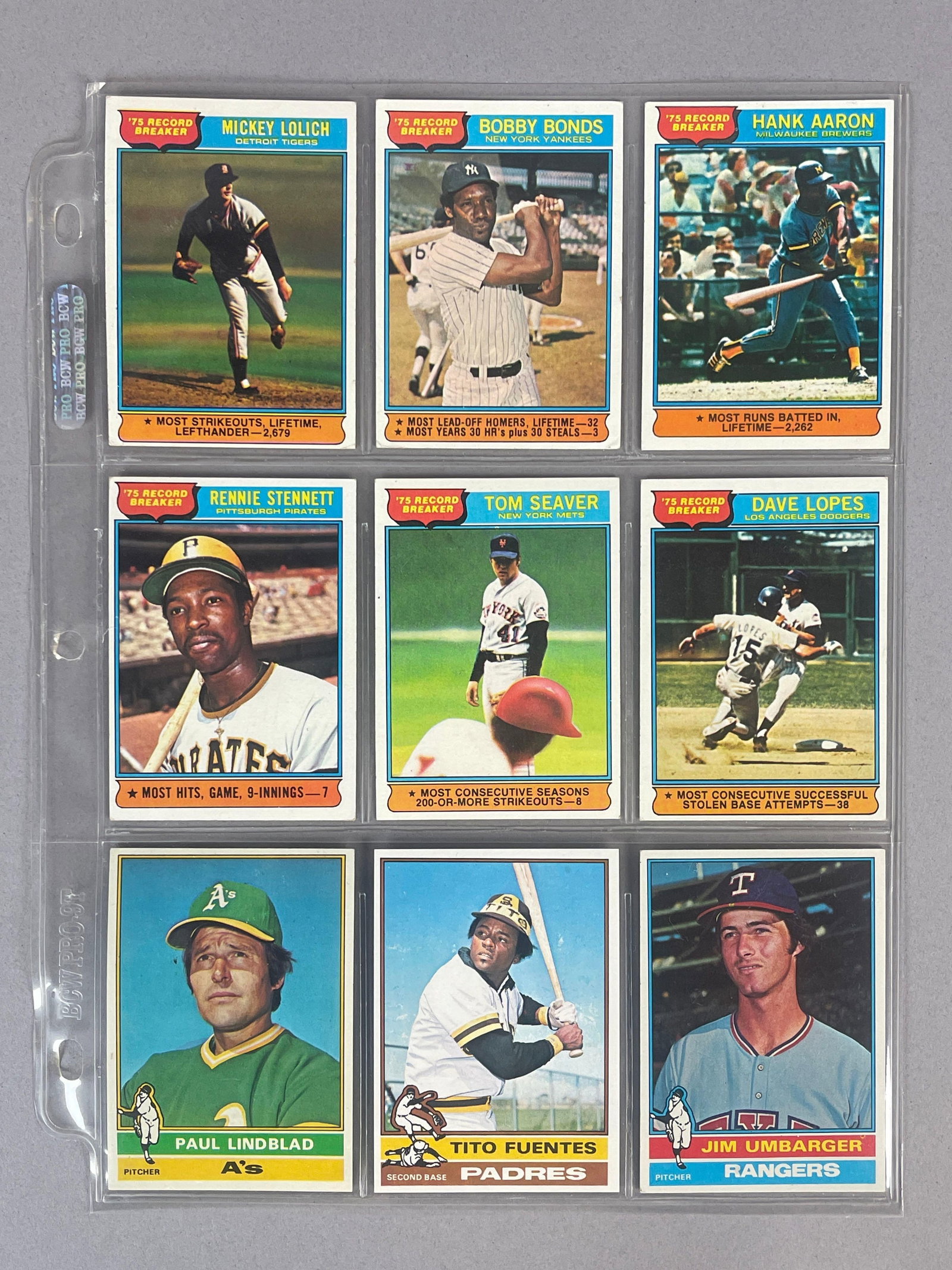 1976 Topps Baseball Complete Set in Binder: Conditions vary, EX - NM, Nice mid to high grade set