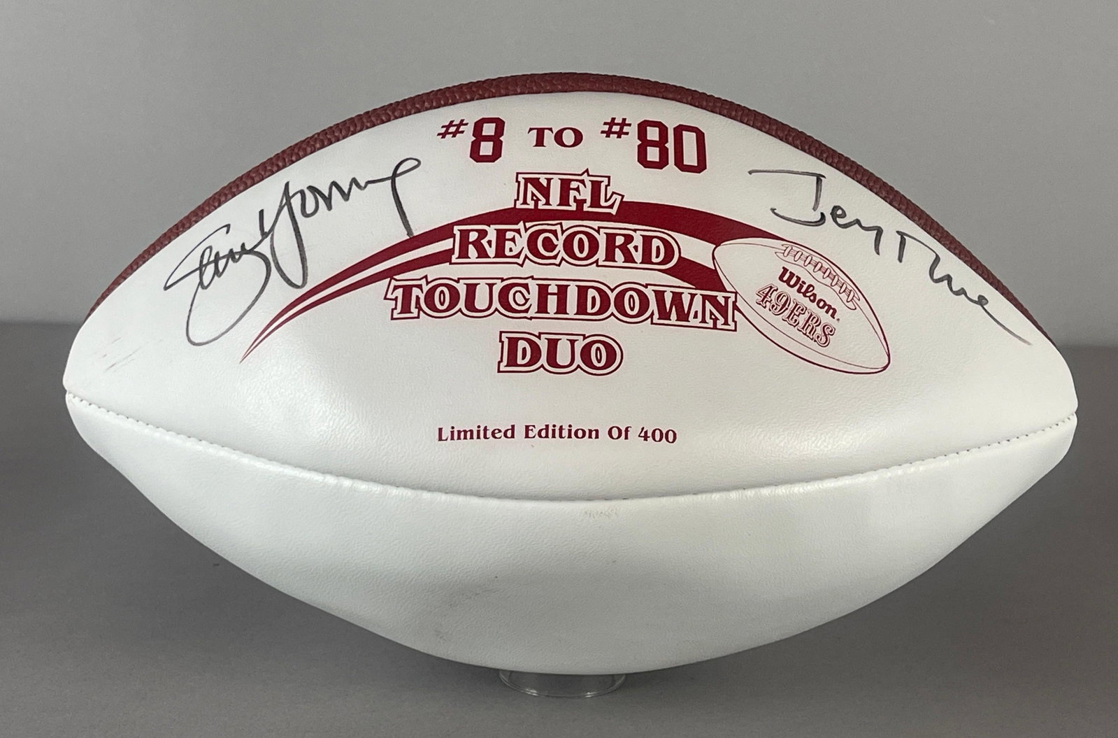 Steve Young and Jerry Rice Dual Signed Limited Edition Wilson Football /400 (1 of 2)