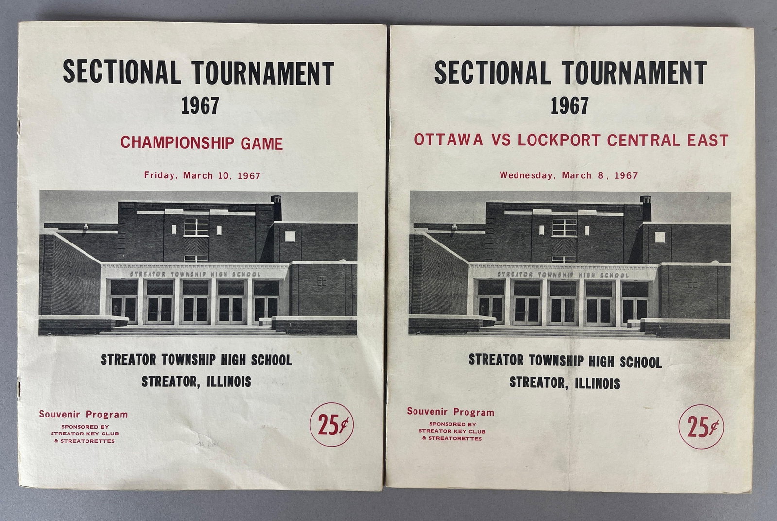 Pair of 1967 Illinois Sectional Tournament Ottawa vs Lockport and Championship Game Programs (1 of 3)
