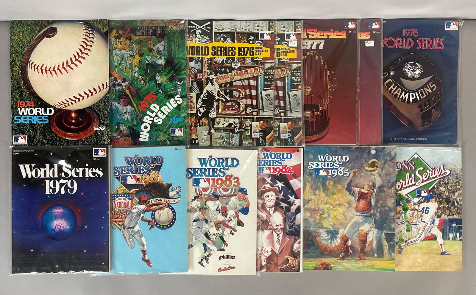 13 - 1974 - 88 World Series Programs: Great conditions, 1974, 75, 2 - 76, 2 - 77, 78, 79, 81, 83, 84, 85, and 88