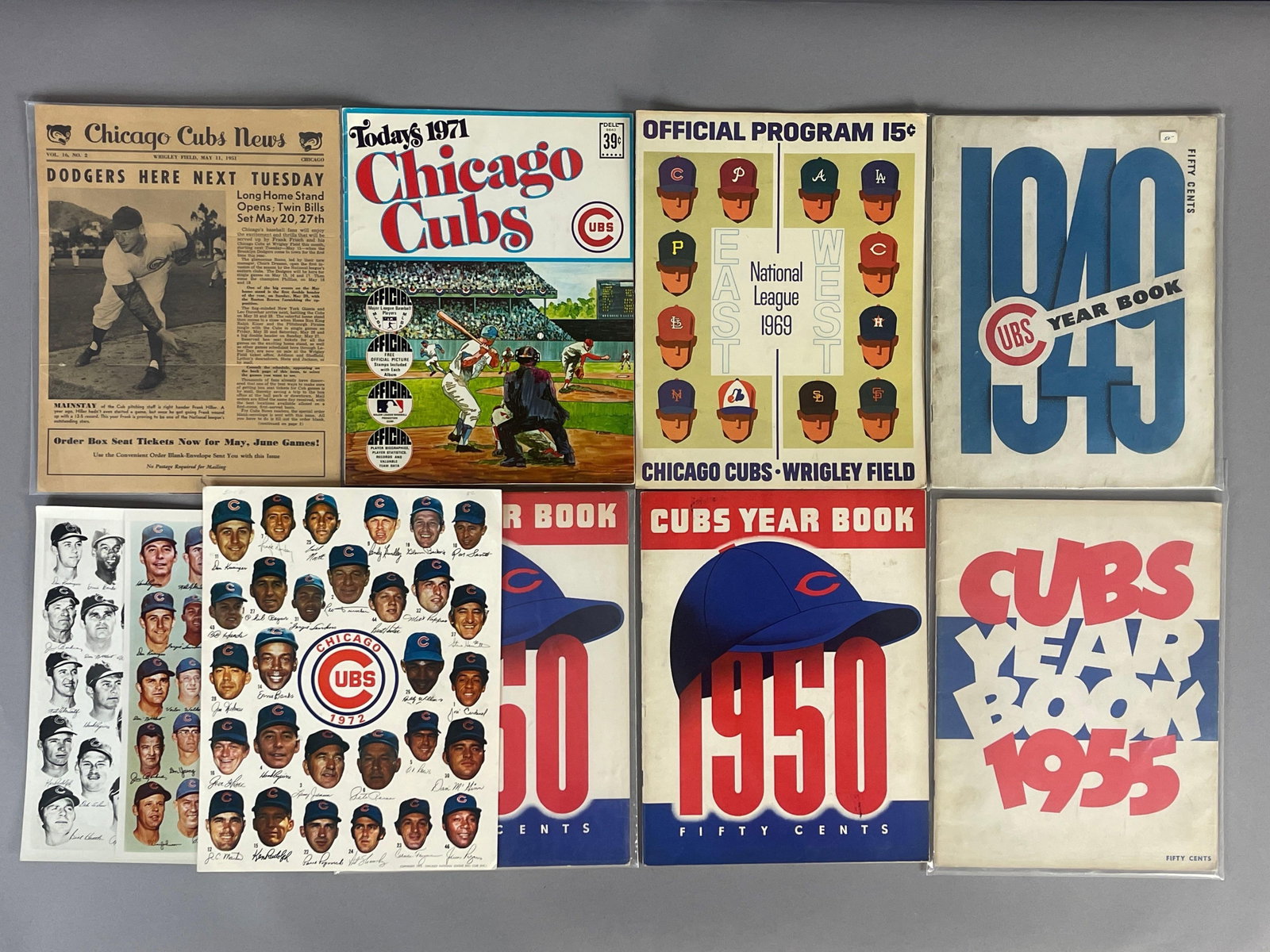 10 - 1949 - 72 Chicago Cubs Yearsbooks, Team Photos and More (1 of 4)