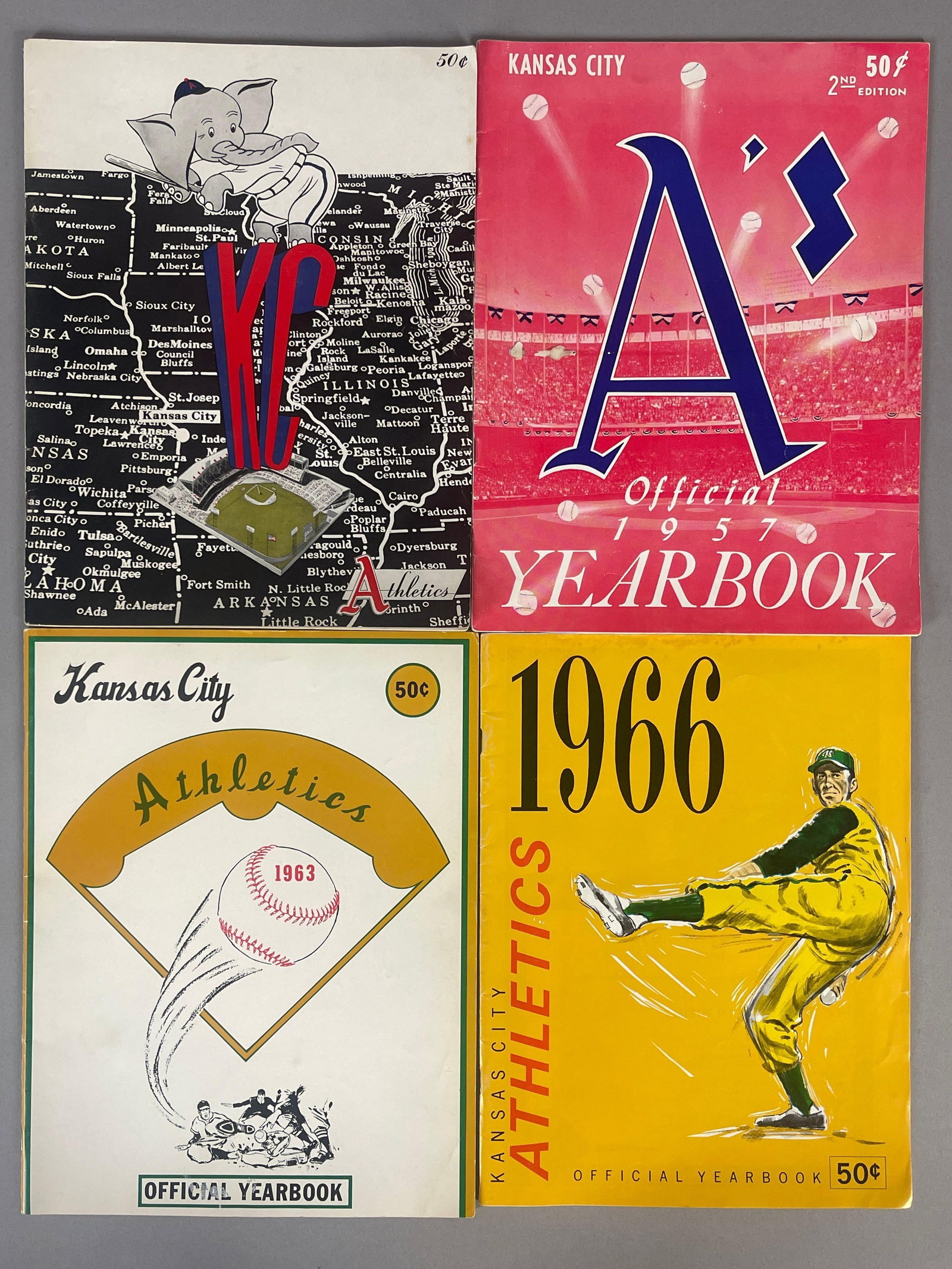 1955, 57, 63 and 66 Kansas City Athletics Yearbooks (1 of 5)