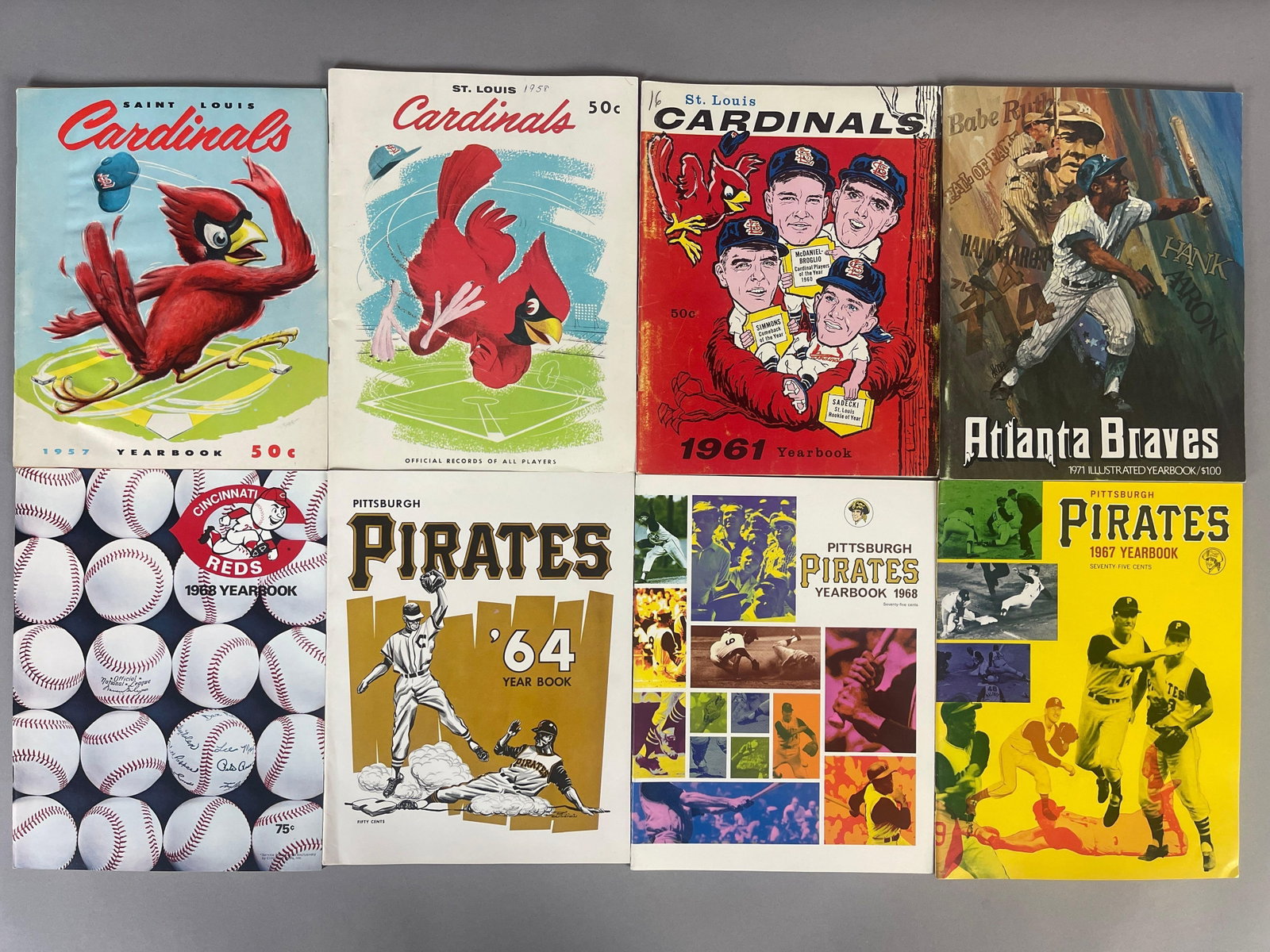 8 - 1957 - 71 Pirates, Braves, and Cardinals Yearbooks: Pirates and Red are in great condition