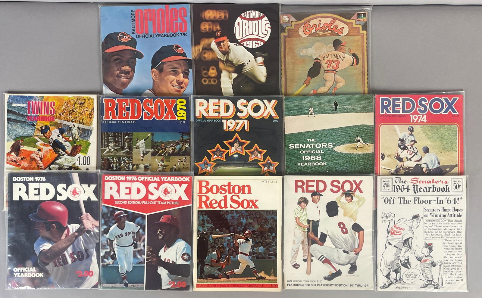 13 - 1960s - 70s Orioles, Red Sox, and Senators Yearbooks: Overall great conditions