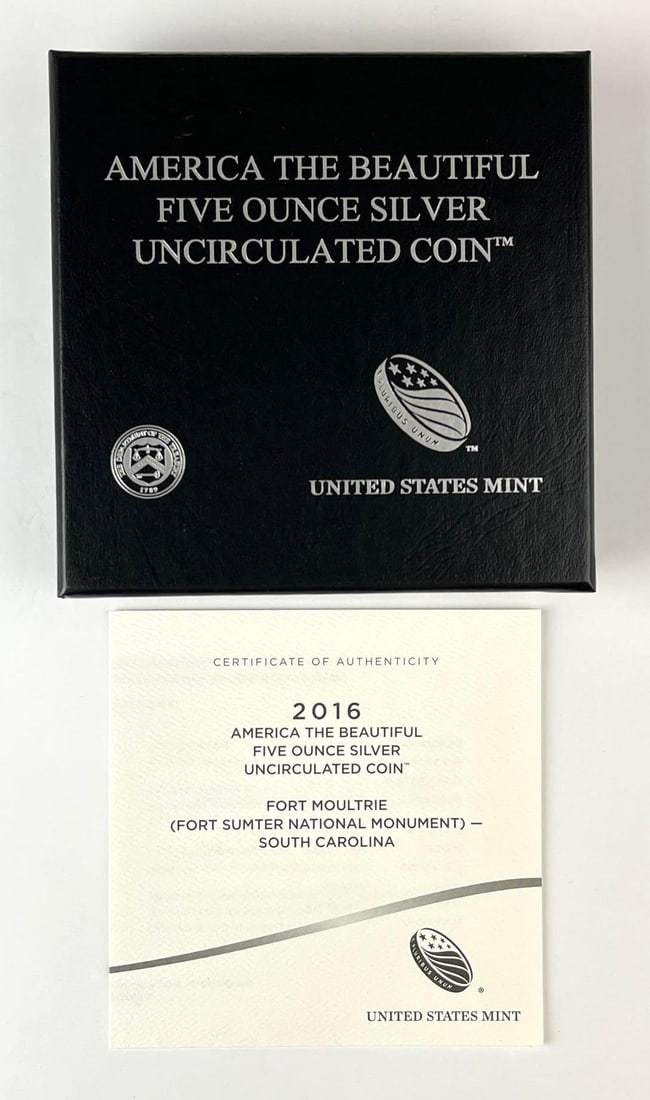 2016 P ATB Fort Moultrie South Carolina 5 oz .999 Fine Silver Coin (1 of 3)