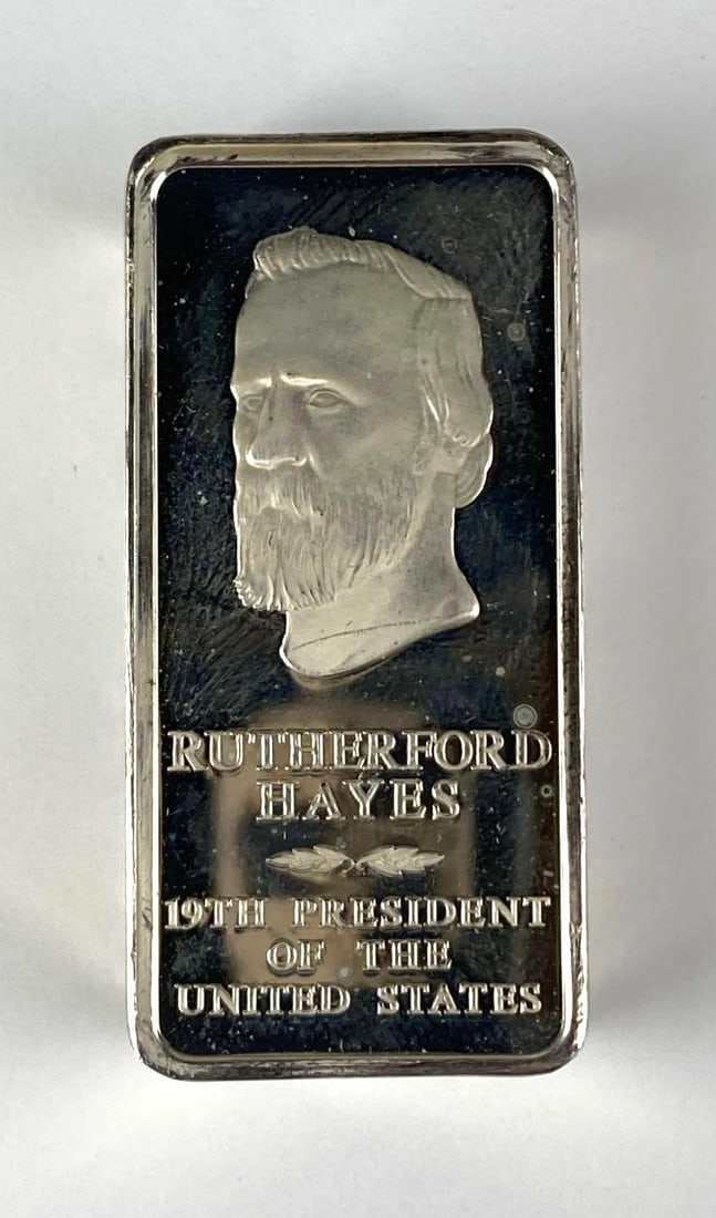 Danbury Mint Presidential Rutherford Hayes 2500 Grains/ 5.76 oz Sterling Silver Ingot/ Bar (1 of 2)