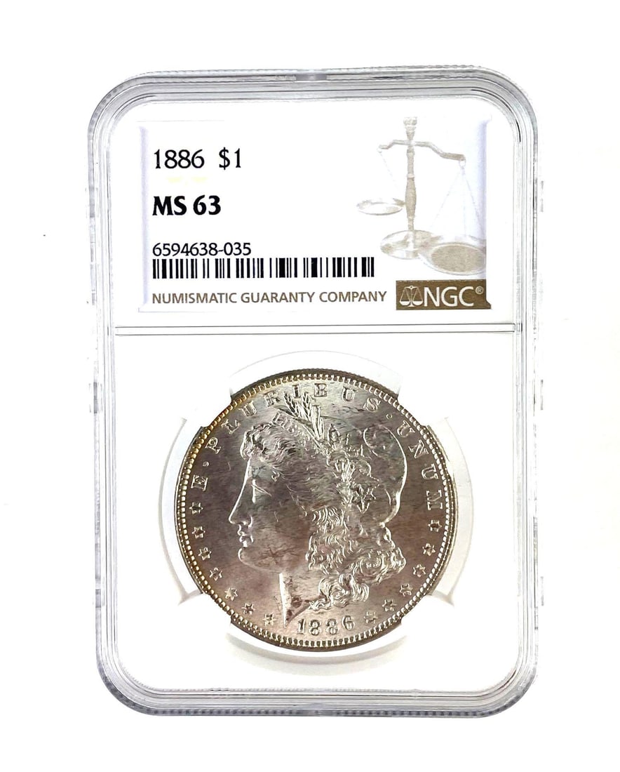 NGC Graded 1886 U.S. Morgan Silver Dollar MS63: NGC Graded 1886 U.S. Morgan Silver Dollar MS63