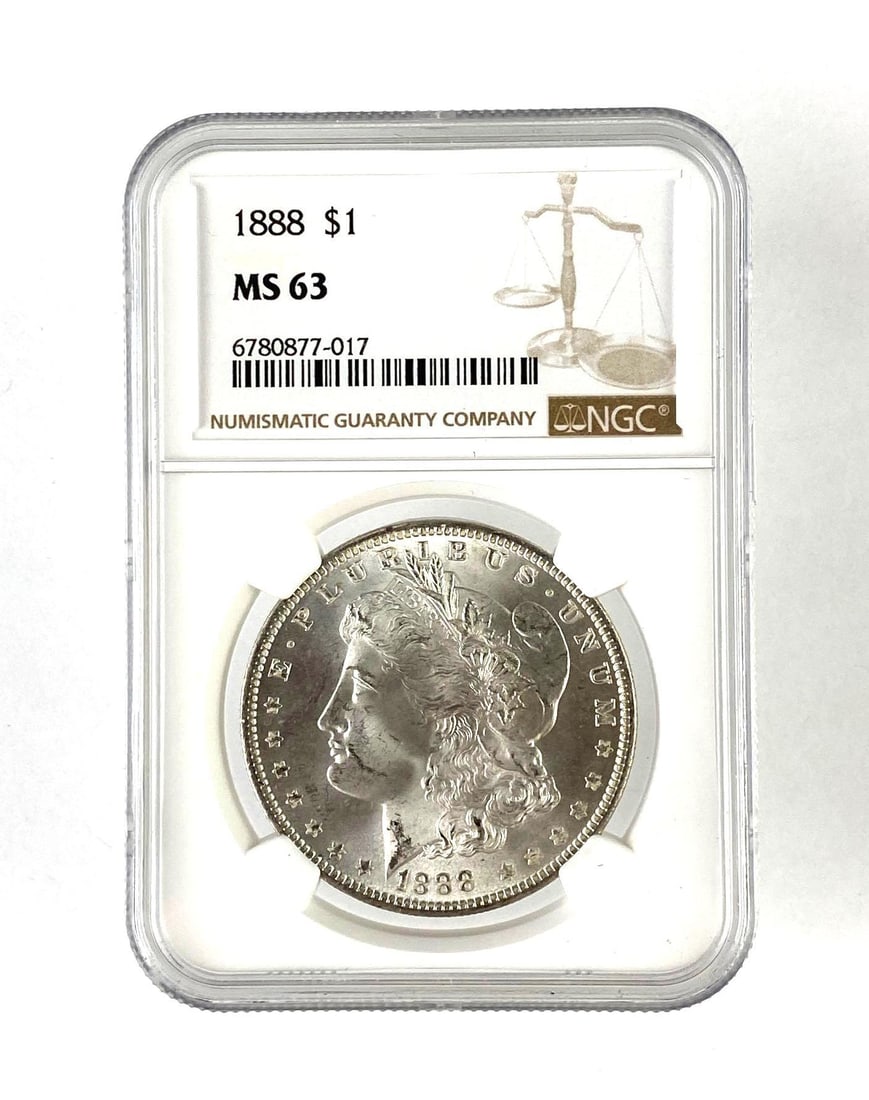 NGC Graded 1888 U.S. Morgan Silver Dollar MS63: NGC Graded 1888 U.S. Morgan Silver Dollar MS63