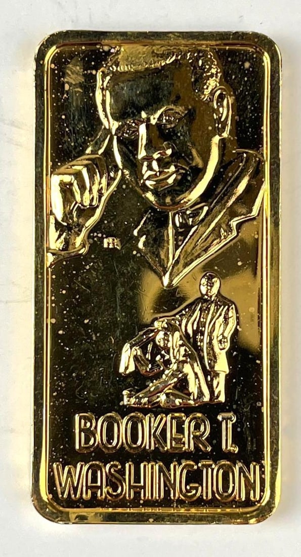 The Hamilton Mint Gilded Our Greatest Americans Booker T Washington 1 oz .999 Fine Silver Ingot/ Bar: The Hamilton Mint Gilded Our Greatest Americans Booker T Washington 1 oz .999 Fine Silver Ingot/ Bar