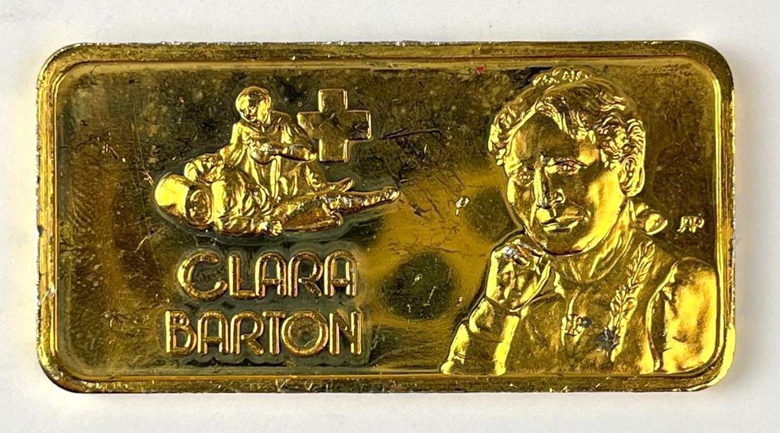 The Hamilton Mint Gilded Our Greatest Americans Clara Barton 1 oz .999 Fine Silver Ingot/ Bar: The Hamilton Mint Gilded Our Greatest Americans Clara Barton 1 oz .999 Fine Silver Ingot/ Bar