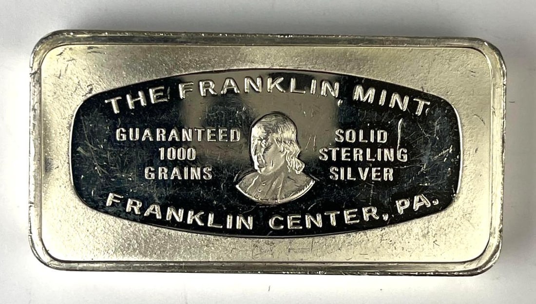 1973 The Washington Mint 1000 Grains / 2.33 oz .925 Sterling Silver Ingot/ Bar (1 of 2)