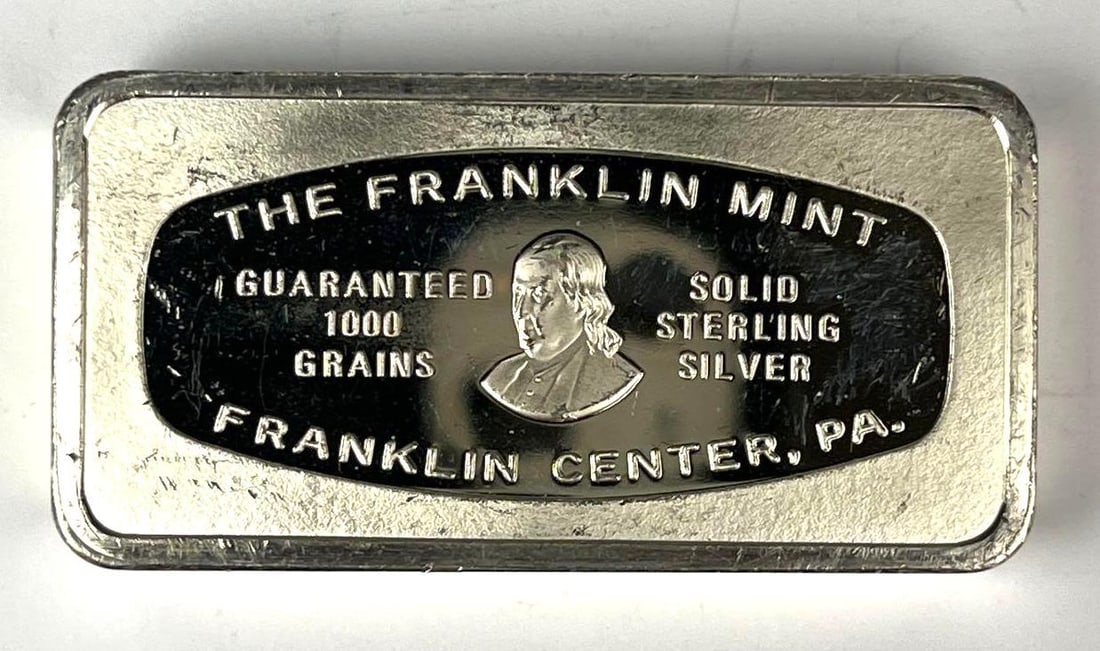 1973 The Washington Mint 1000 Grains / 2.30 oz .925 Sterling Silver Ingot/ Bar: No. 35. The National City Bank of Cleveland, Ohio.