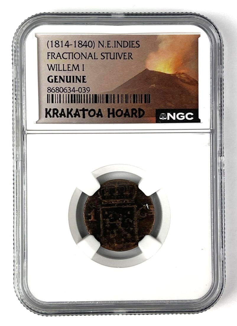 1814-1840 NE Indies Fractional Stuiver Willam I NGC Genuine: Krakatoa Hoard